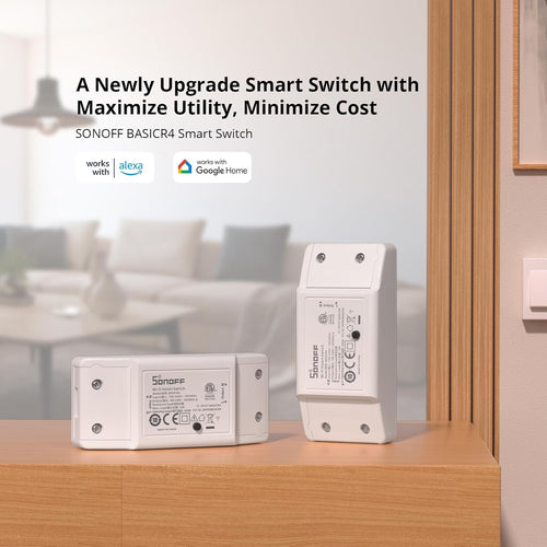BASICR4 Wi-Fi Smart Switch - DIY Module for Smart Home Automation, Compatible with Alexa and Google Home, Single Pack