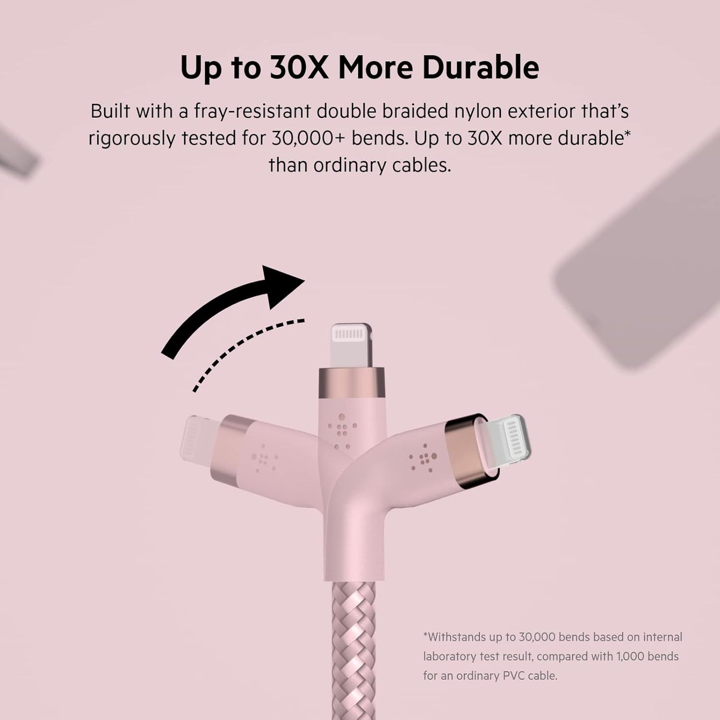 Boostcharge Pro Flex Braided USB-C to Lightning Cable (2M/6.6Ft), Mfi Certified 20W Fast Charging PD Power Delivery for Iphone 14, Iphone 13, 12, 11, Pro, Pro Max, Mini, SE, Ipad - Pink
