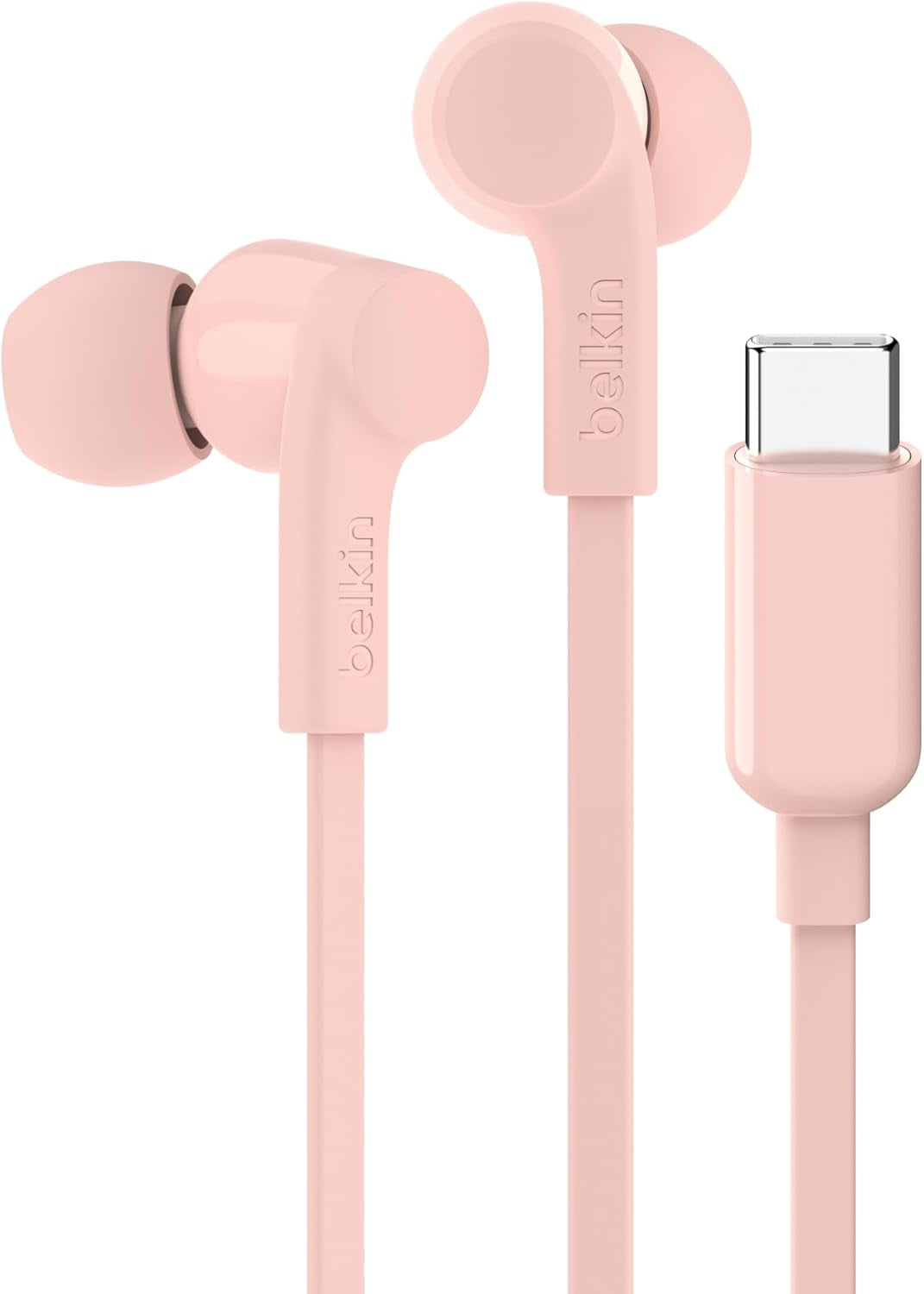 Soundform Wired Earbuds with USB-C Connector, In-Ear Earphones W/Microphone - USB-C Headphones for Iphone 17, Iphone 16, Ipad Mini, Galaxy S26, Google Pixel 10, Android, & More - Pink