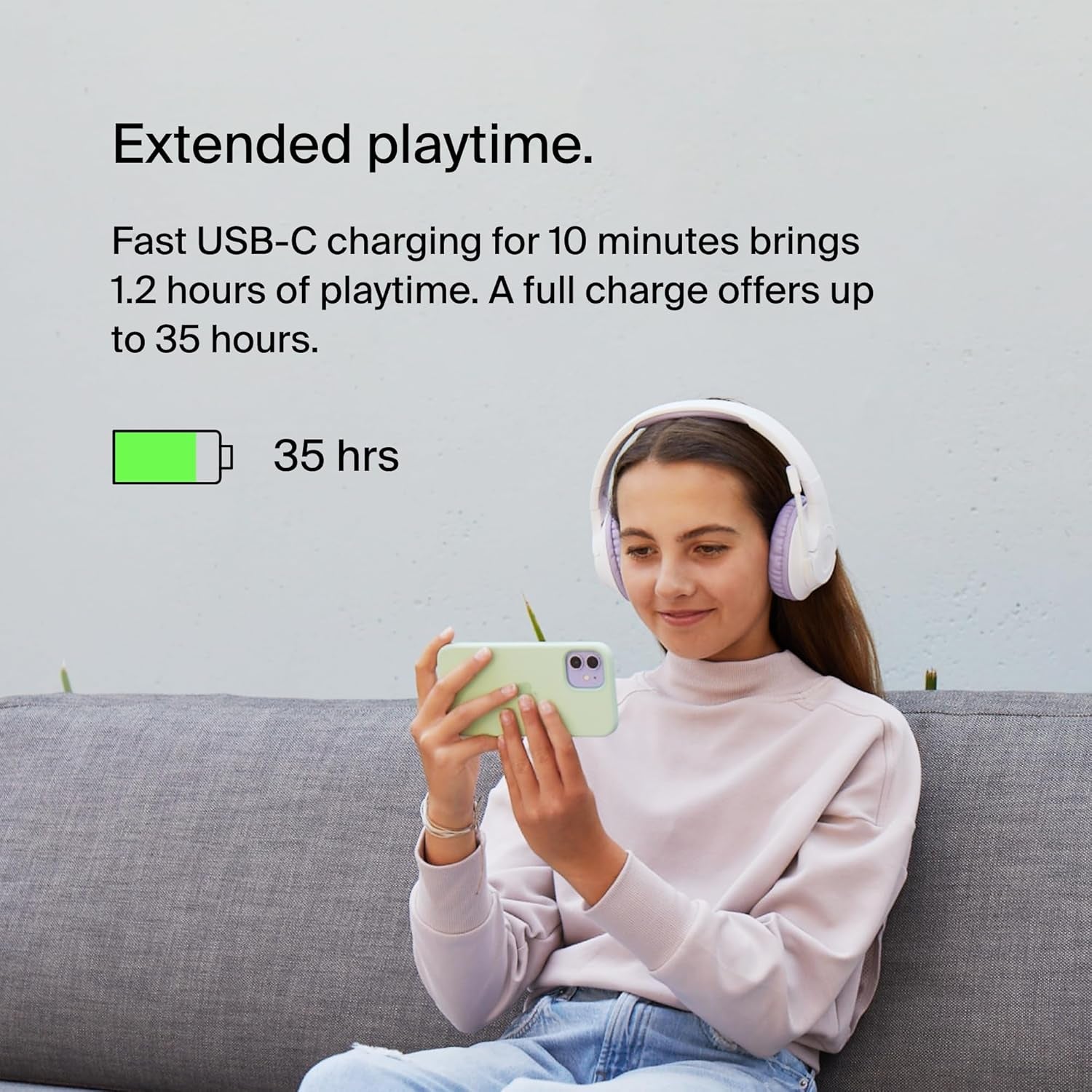 Soundform Inspire Wireless Over-Ear Headset for Kids, Online Learning & Travel W/Built-In Microphone, 85Db Safe Volume Limit, 35H Battery - Compatible W/Iphone, Ipad, Galaxy & More - Lavender