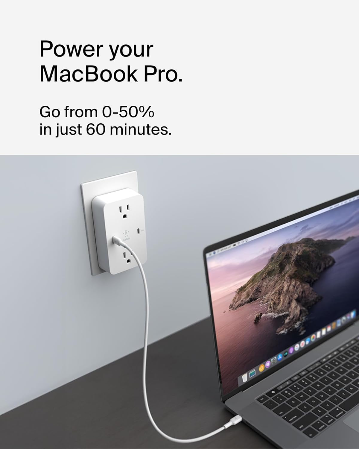Multi-Outlet Extender, Fast Charging USB-C Plug Adapter - Safe Charge for Macbook Pro, Chromebook, Apple Iphone 17, Air, 16, 15, 14, Samsung Galaxy S25, Nintendo Switch 2, & More - White