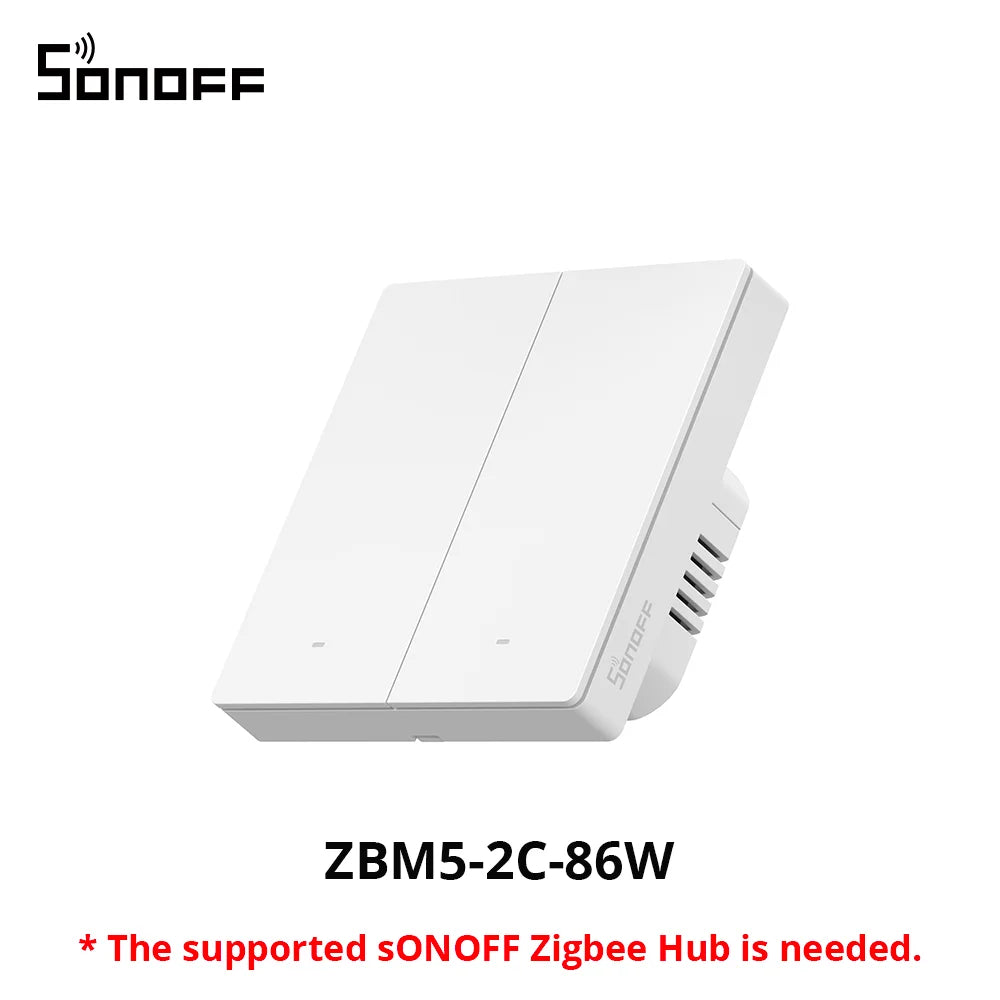 SONOFF ZBM5 80/86 Type Zigbee Smart Wall Switch Supports No Neutral and Neutral Wire Detach Relay Mode Works with Home Assistant