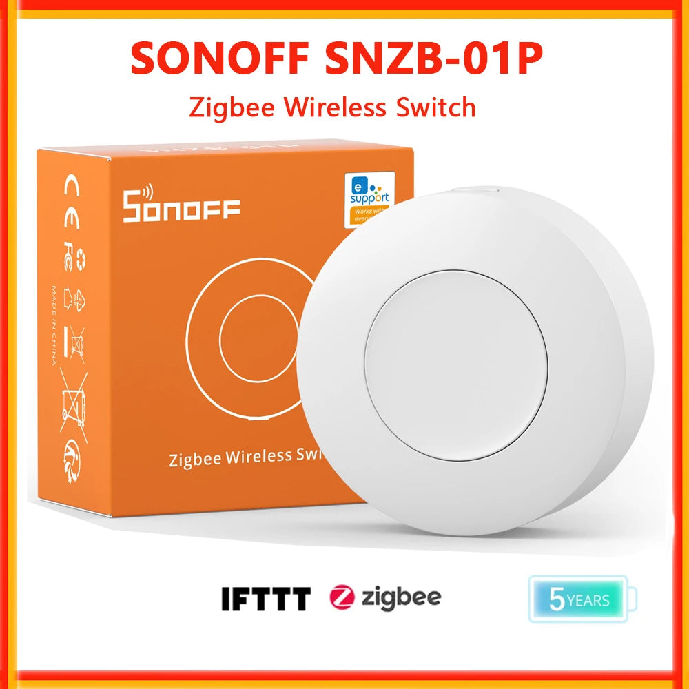 SONOFF SNZB-01P Zigbee Wireless Switch Button Smart Scene Switch Home Automation Control for eWeLink APP Alexa Smartthings