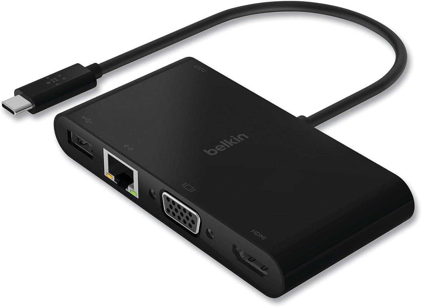 Belkin USB-C Multimedia + Charge Adapter, 4K HDMI/USB-A/USB-C/VGA, 4.9 Ft, Black