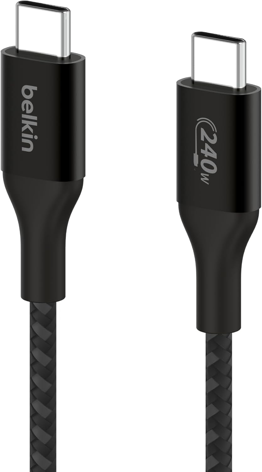 Boostcharge USB C to USB C Cable - Fast-Charging Power Cable with Braided Nylon Cord, Anodized Aluminum Head - 240W Power Delivery - Universal Compatibility - 3.3 or 6.6Ft Length