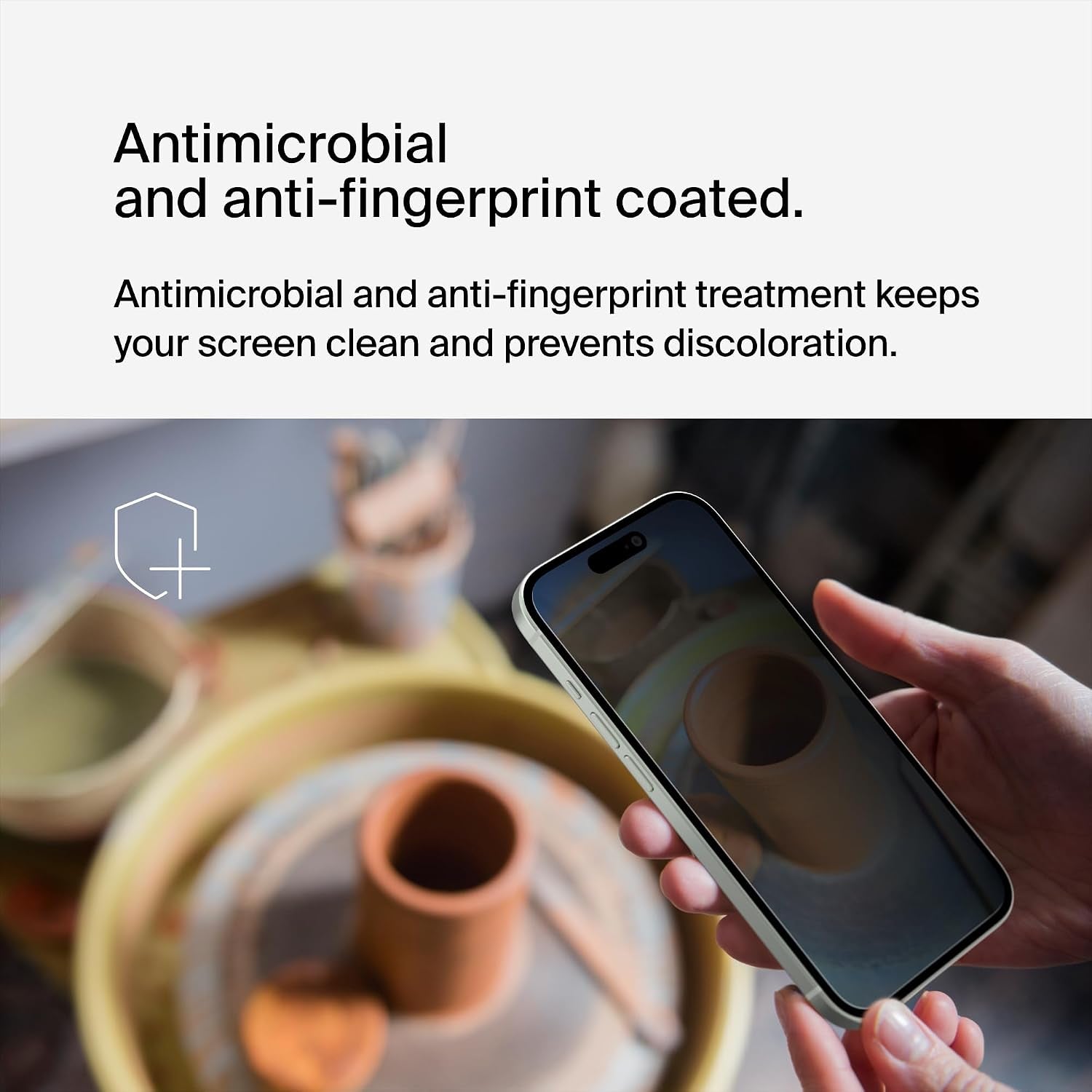 Screenforce Temperedglass Treated Privacy Screen Protector for Iphone 15 and 14 Pro - Slim & Scratch-Resistant - Includes Easy Align Tray for Bubble Free Application