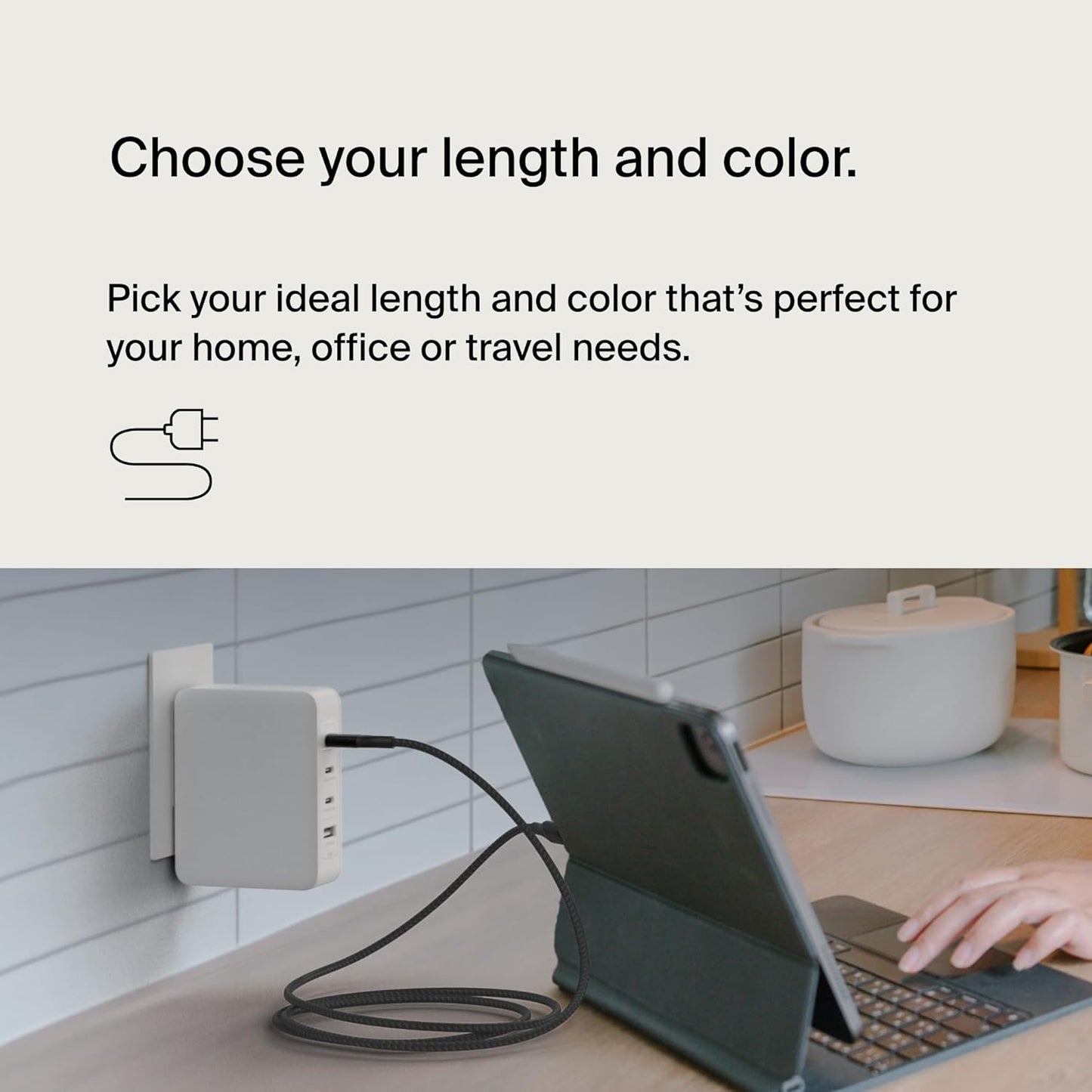 Boostcharge USB C to USB C Cable - Fast-Charging Power Cable with Braided Nylon Cord, Anodized Aluminum Head - 240W Power Delivery - Universal Compatibility - 3.3 or 6.6Ft Length