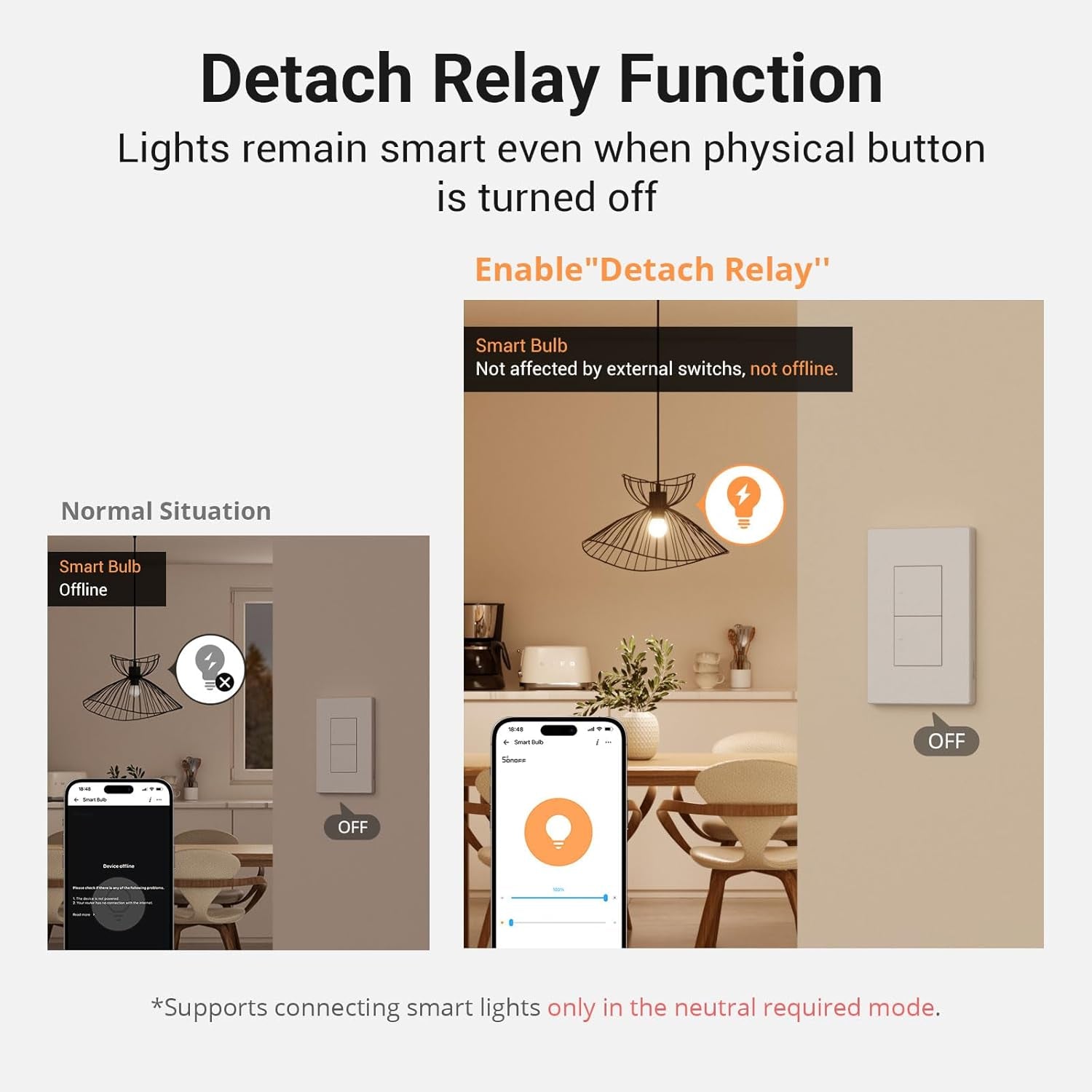 Zigbee Smart Light Switch with Optional Neutral, Compatible with Zigbee Hub, Voice Control via Alexa and Google Home, Model ZBM5-2C-120W