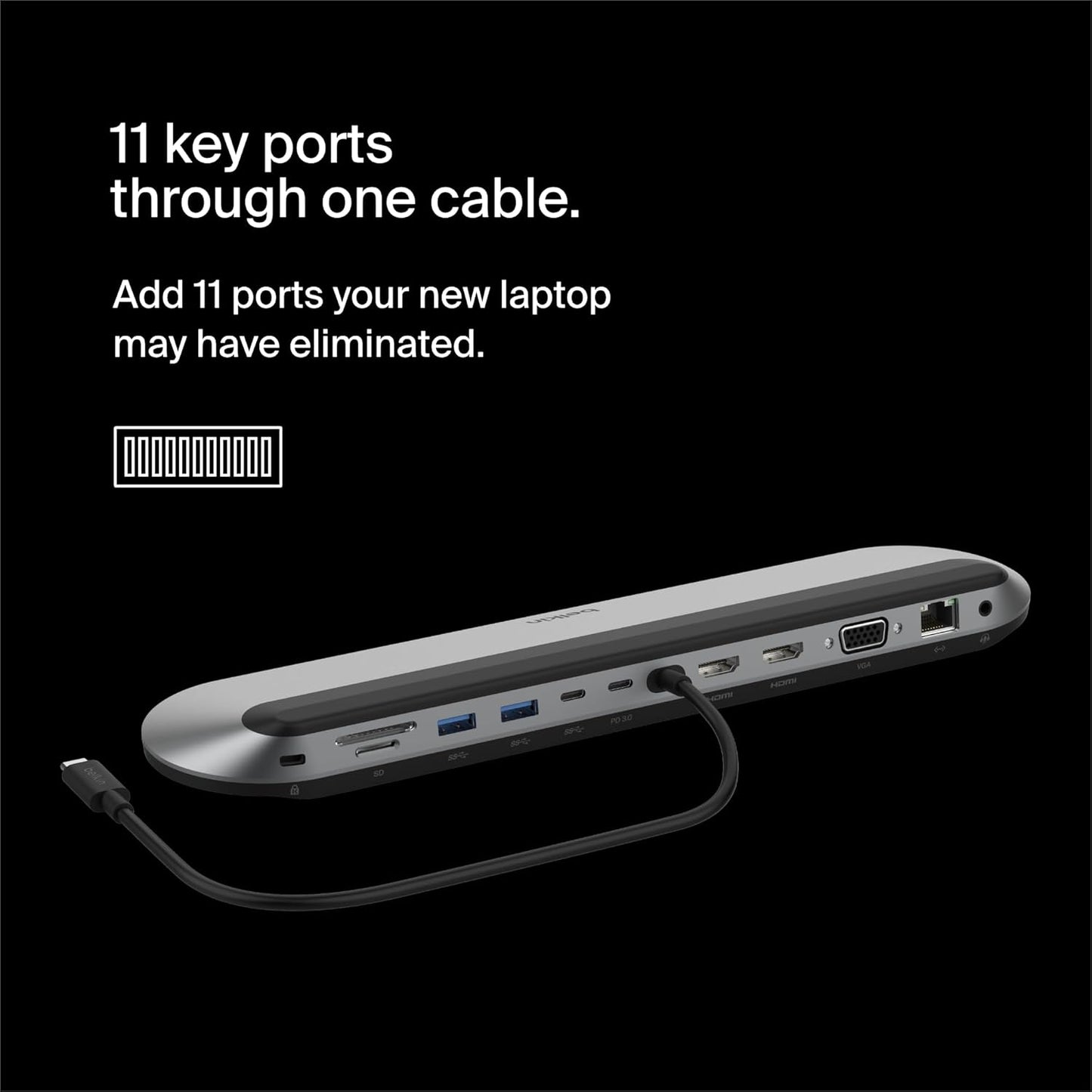 Connect 11-In-1 Universal USB-C Pro Dock W/ 3-Monitor Support, Silicon Motion Technology - Works with Mac, Windows, and Chromebook - 100W PD W/ 10Gbps Transfer Speeds & 2.5Gbps Ethernet - Grey