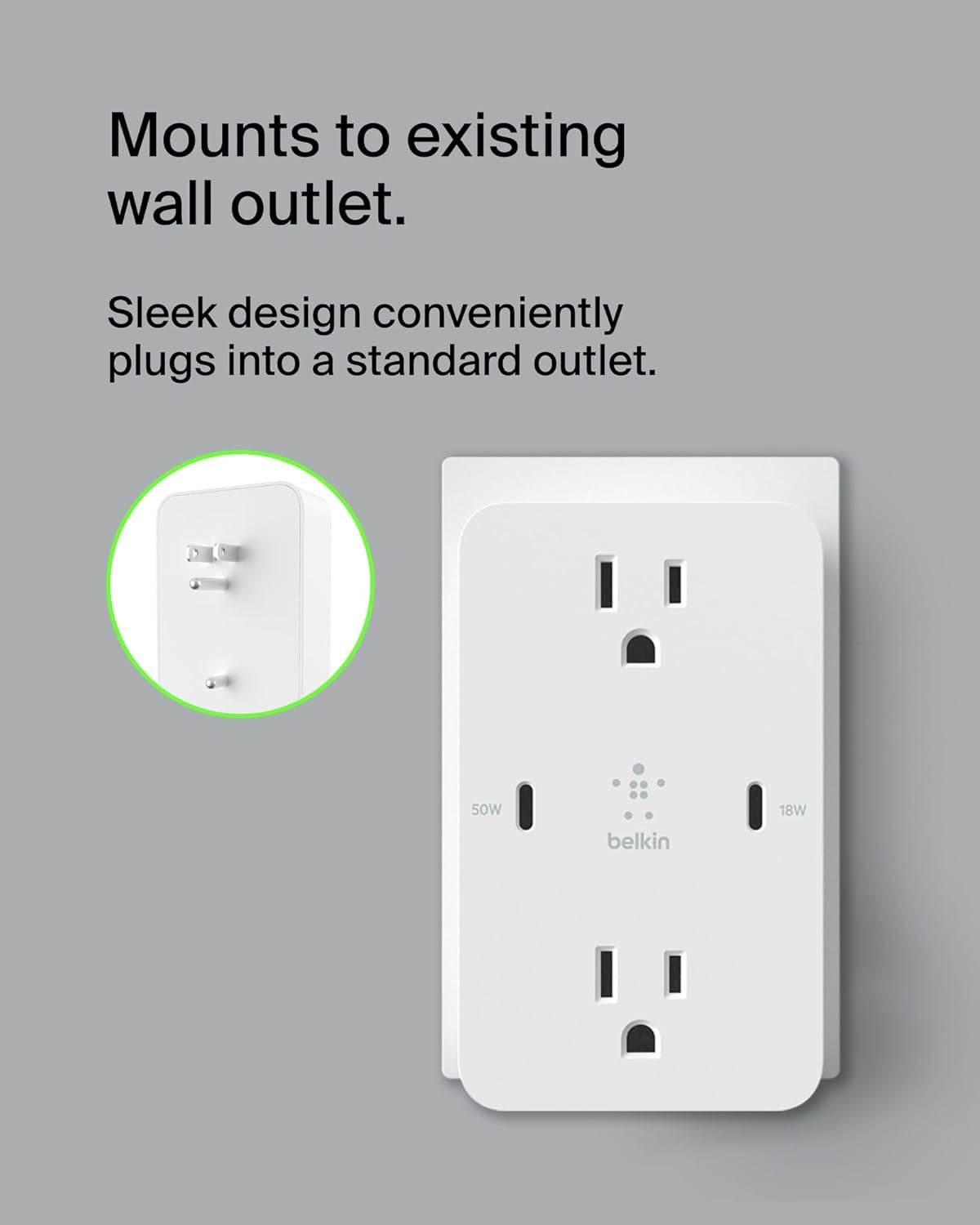 Multi-Outlet Extender, Fast Charging USB-C Plug Adapter - Safe Charge for Macbook Pro, Chromebook, Apple Iphone 17, Air, 16, 15, 14, Samsung Galaxy S25, Nintendo Switch 2, & More - White