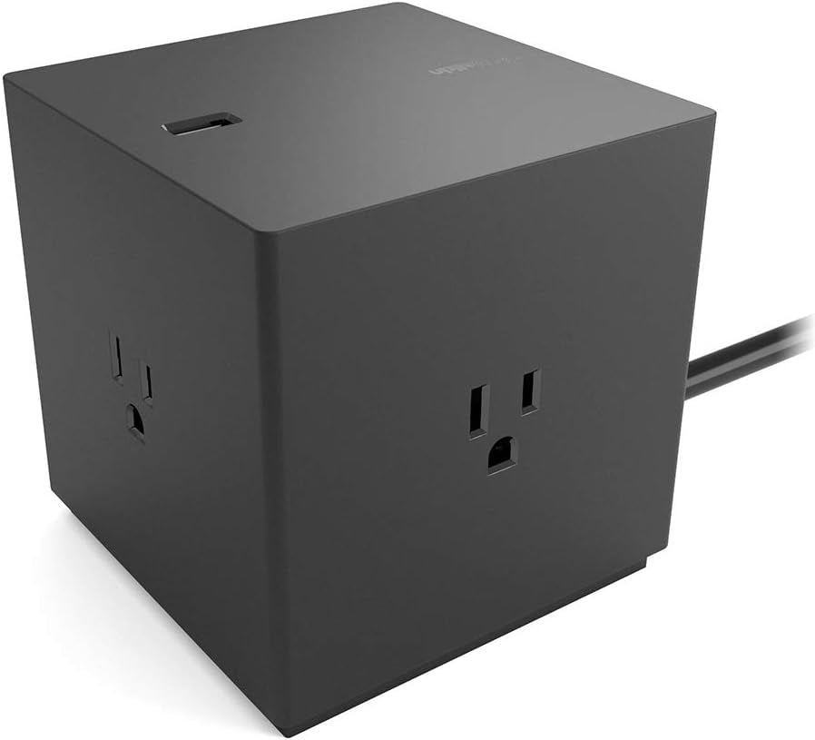 Belkin Power Strip Surge Protector - 4 Multiple Outlets & 4 USB Charger Ports, Cube Outlet Extender for Macbook, Iphone 11/12 Pro Max, Galaxy S20+/Note 20 Ultra, Home, Office, Travel & Desktop - Black