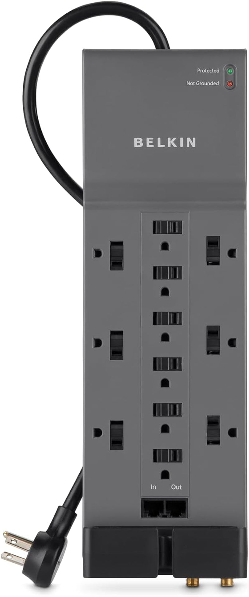 12-Outlet Home and Office Series Surge Protector, 8Ft Cord, Gray