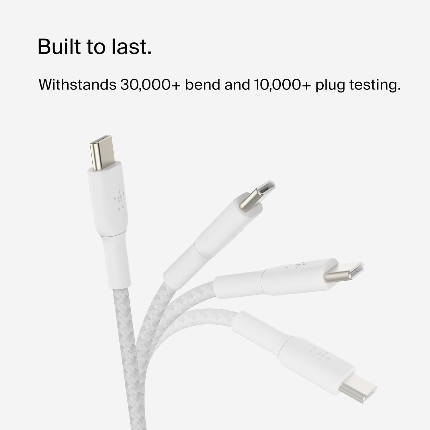 Boostcharge Braided USB-C to USB-C Cable (1M/3.3Ft) for Iphone 17, Iphone 17 Pro, Iphone 17 Pro Max, Galaxy S25, S24, Note, Pixel 10, Ipad Pro, Nintendo Switch 2 & More - White (2-Pack)