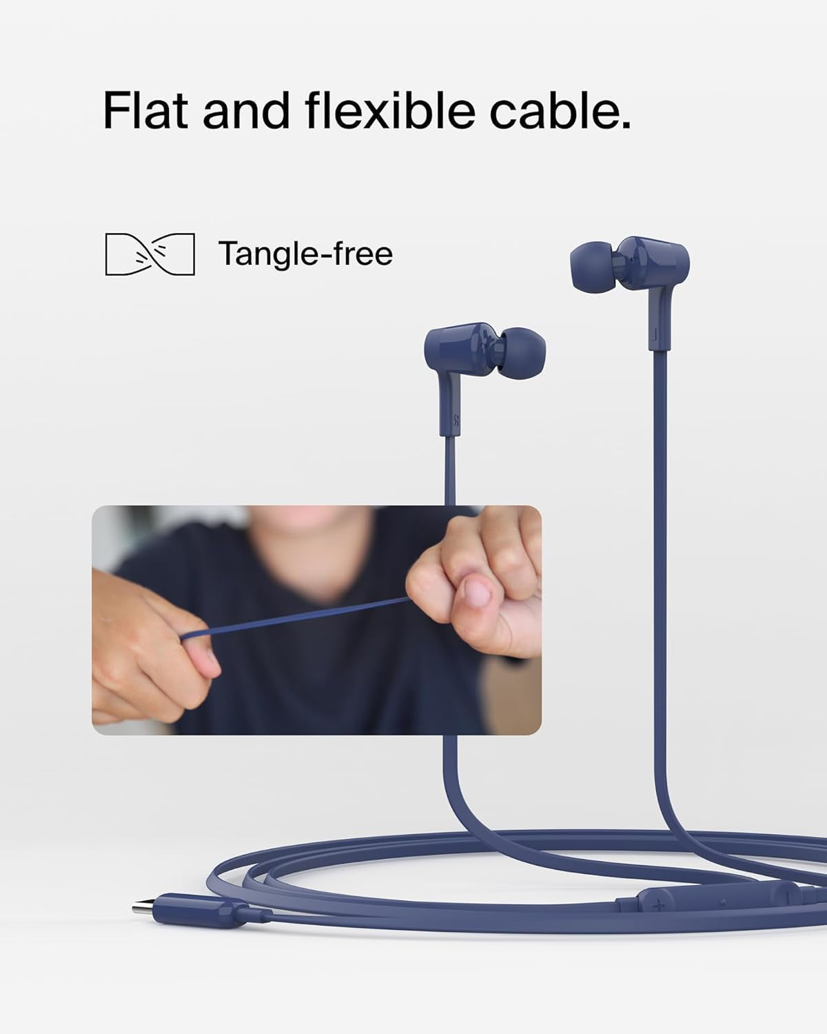 Soundform Wired Earbuds with USB-C Connector, In-Ear Earphones W/Microphone - USB-C Headphones for Iphone 17, Iphone 16, Ipad Mini, Galaxy S26, Google Pixel 10, Android, & More - Blue