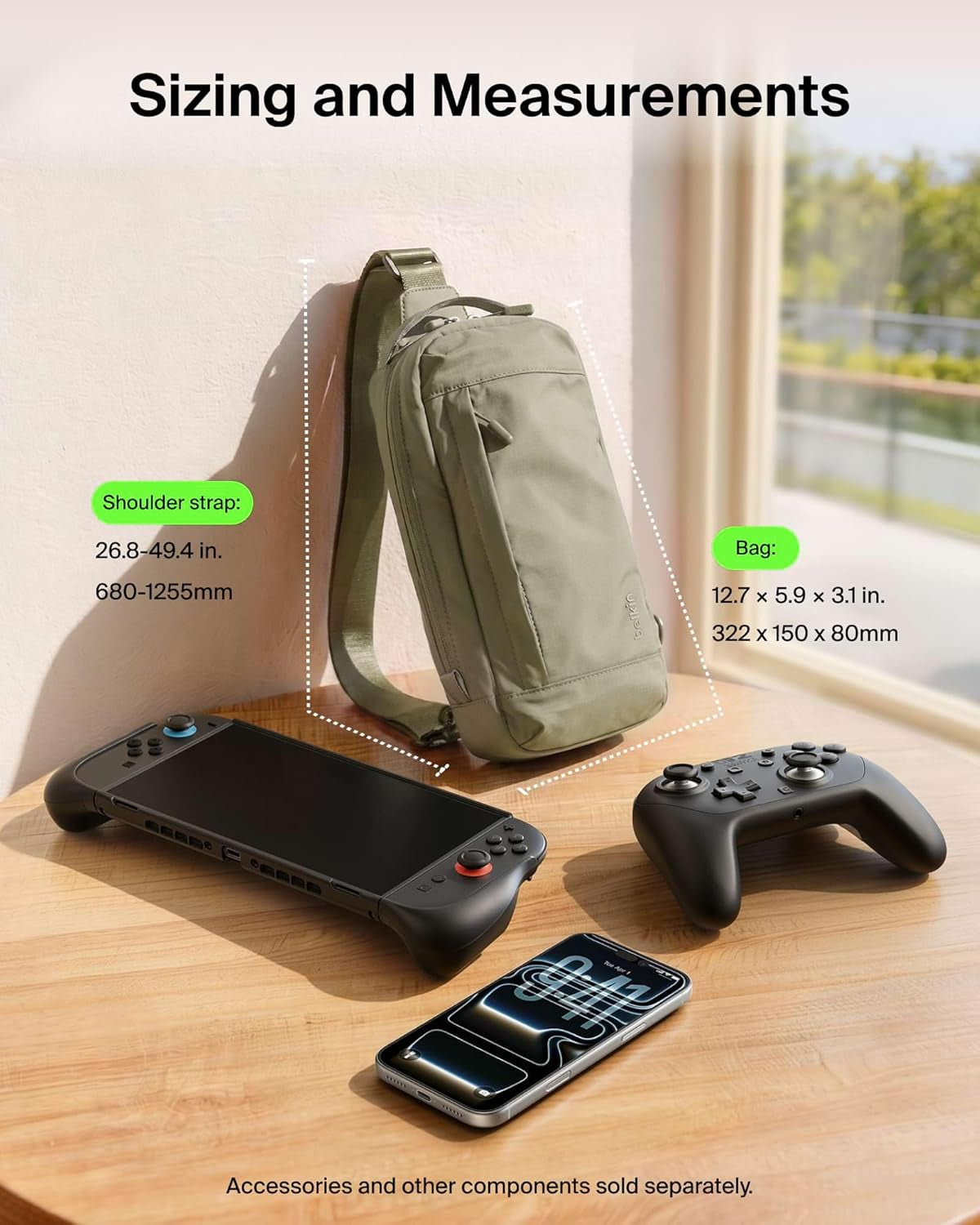 Nintendo Switch 2 Carrying Case, Sling Crossbody Travel Bag, Fits up to 2 Pro Controllers with 10 Game Cartridge Slots, Soft Interior & Lightweight Protective Gaming Pouch, Switch 2 Accessories