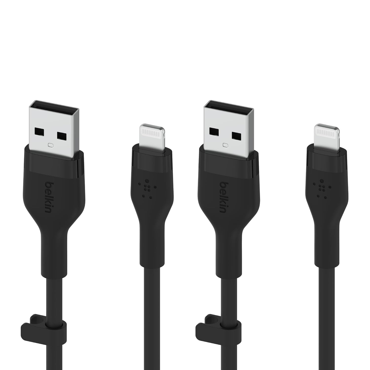 Boostcharge Flex Silicone USB Type a to Lightning Cable (3M/10FT), Mfi Certified Charging Cable for Iphone 13, 12, 11, Pro, Max, Mini, SE, Ipad and More, 2-Pack, Black