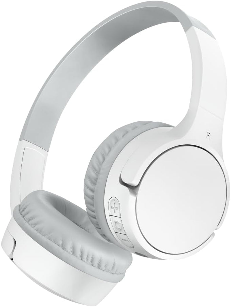 Soundform Children'S Mini Wireless Headphones with Built-In Microphone and Fun Sticker for 30 Hours Playback - Study Holidays on Ear Headphones for Iphone, Ipad, Galaxy, White