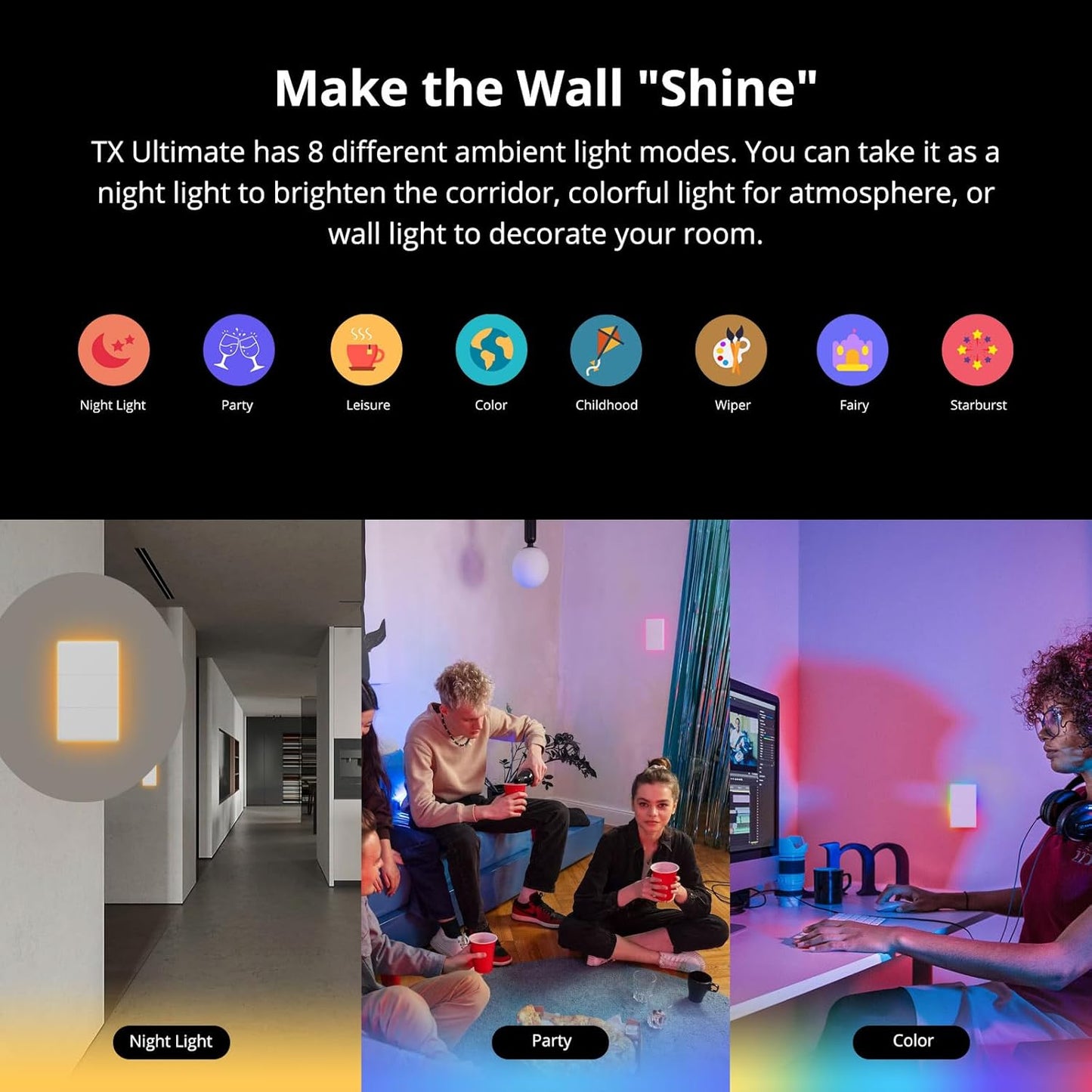 Smart Light Switch with 2.4GHz Wi-Fi, Neutral Wire Required, Voice Control Compatible with Alexa and Google Home, Touch Button, Wall Mounted, T5 3 Gang 1 Way