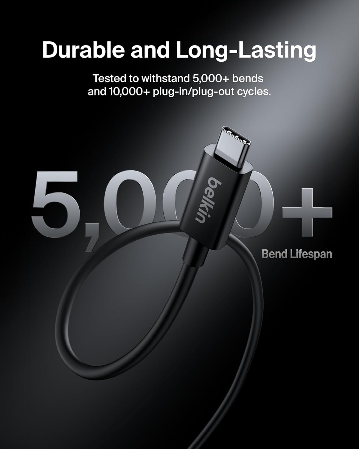 3.3Ft USB-C Thunderbolt 5 Cable W/ 240W Power Delivery, Bandwidth Boost up to 120Gbps, 3X Faster Data Transfer, and 4K UHD Display Resolution - Intel-Certified Fast Charging USB-C Cable - Black