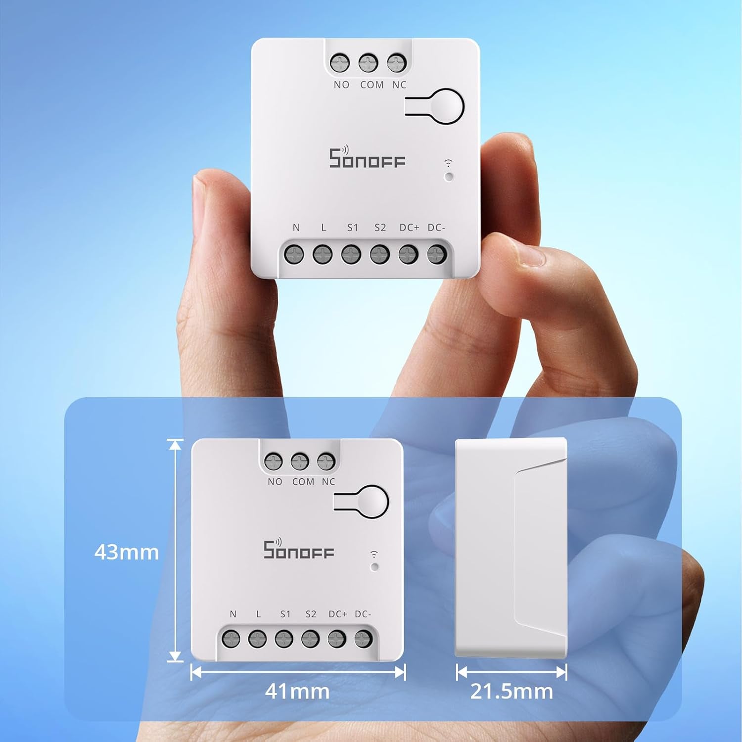 WiFi Mini-D Smart Switch with Matter Compatibility, Dry Contact Output, AC/DC Input Support, Alexa & Google Home Integration, Ideal for Garage Doors, Boilers, Low Power DC Motors, and Solenoid Valves (Pack of 2)