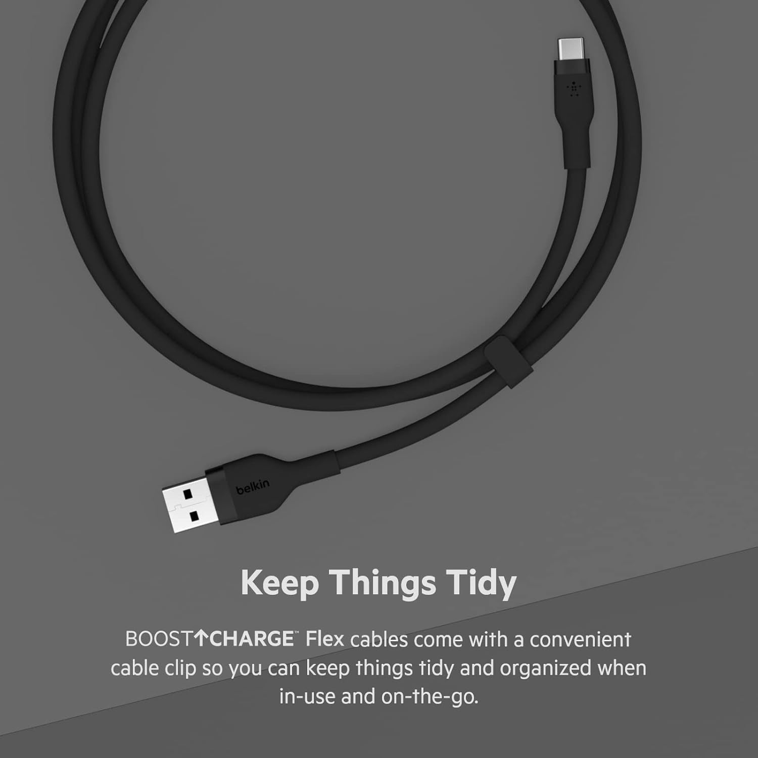 Boostcharge Flex Silicone USB-A to USB-C Cable (2M/6.6Ft) for Iphone 17, Iphone 17 Pro, Galaxy S25, S24, Note, Pixel 9 & 8, Nintendo Switch 2, Carplay & More with Cable Clip - Black