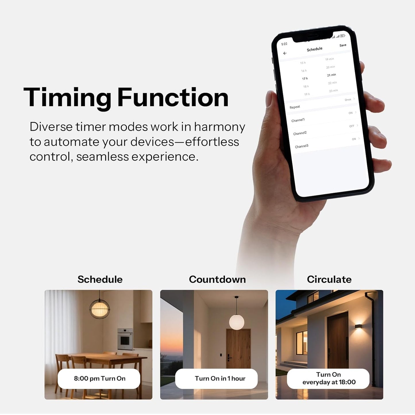 TX Gen2 Smart Wall Touch Switch - 3-Channel 120-Type Panel, 2.4GHz Wi-Fi, Neutral Required, Matter Compatible, Compatible with Apple Home, Google Home, and Amazon Alexa, Model T6-3C-120MB