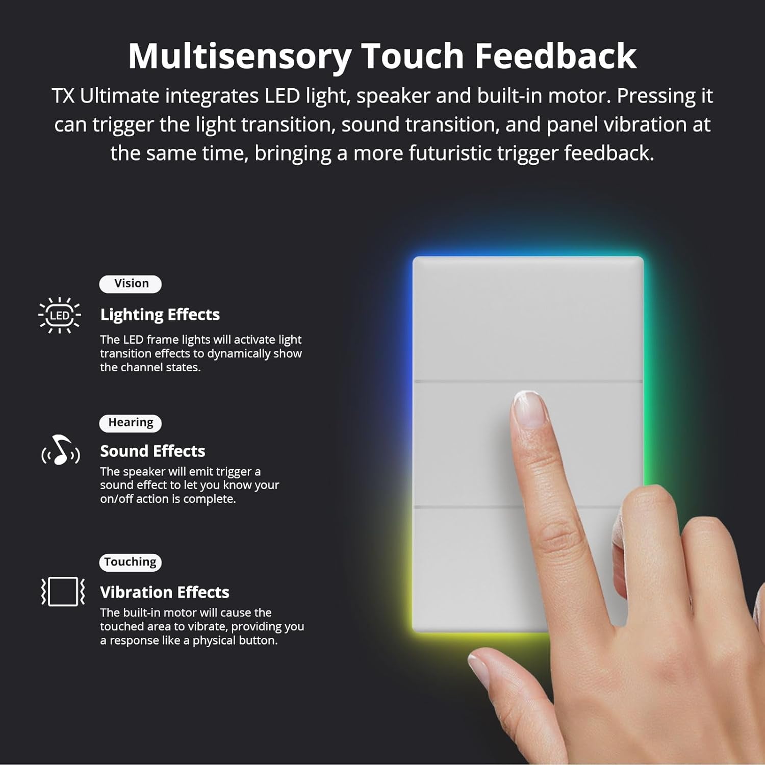 Smart Light Switch with 2.4GHz Wi-Fi, Neutral Wire Required, Voice Control Compatible with Alexa and Google Home, Touch Button, Wall Mounted, T5 3 Gang 1 Way