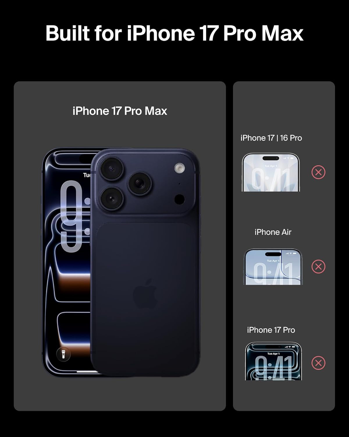 Screenforce Temperedglass Screen Protector for Iphone 17 Pro Max, Scratch-Resistant Impact Protection W/Included Easy Align Tray for Bubble Free Application, Recycled Glass - 2 Pack