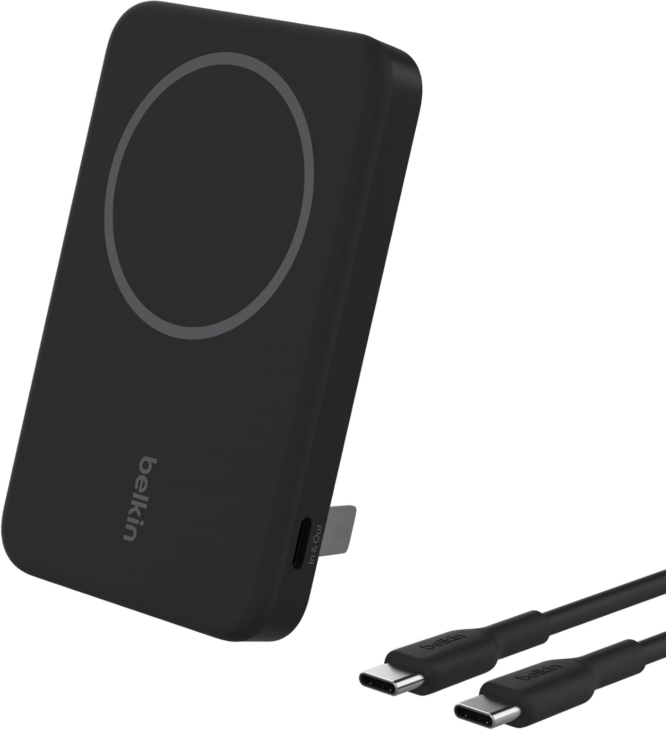 Portable Charger, Wireless Power Bank 15W 5000Mah W/ Qi2, Magsafe Charger + Built-In Pop-Up Kickstand - Iphone 17, Air, Pro, Pro Max, Airpods, Apple Watch, Google Pixel 10, Etc. - Black