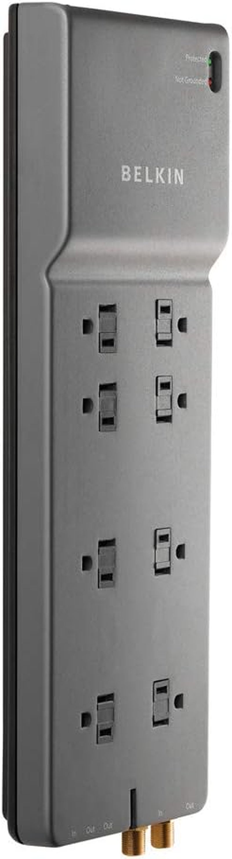 Power Strip,  Surge Protector - 8 AC Multiple Outlets (3550 Joules) - 6 Ft Long Flat Plug Heavy Duty Extension Cord for Home, Office, Travel, Computer Desktop & Phone Charging Brick - Black