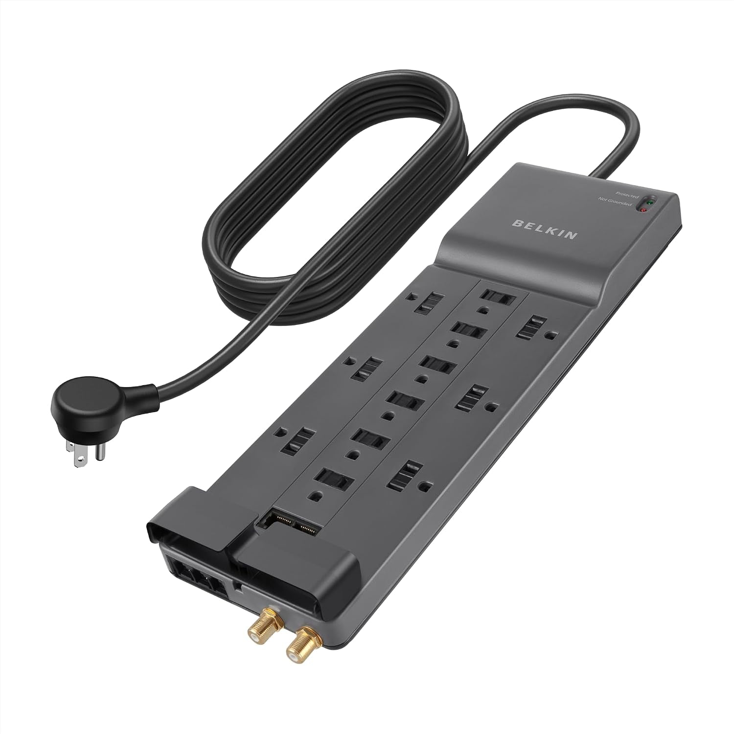 12-Outlet Home and Office Series Surge Protector, 8Ft Cord, Gray