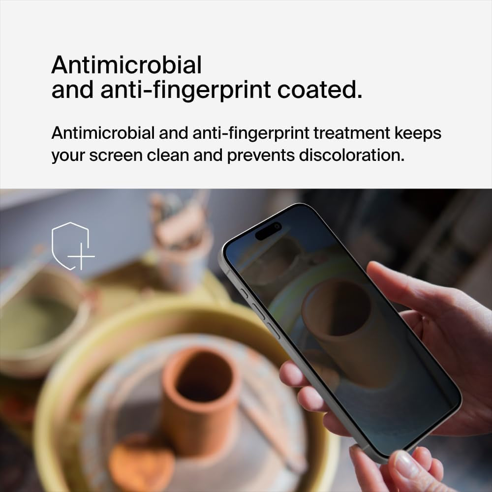 Screenforce Temperedglass Treated Privacy Screen Protector for Iphone 15 Pro Max - Slim & Scratch-Resistant - Includes Easy Align Tray for Bubble Free Application
