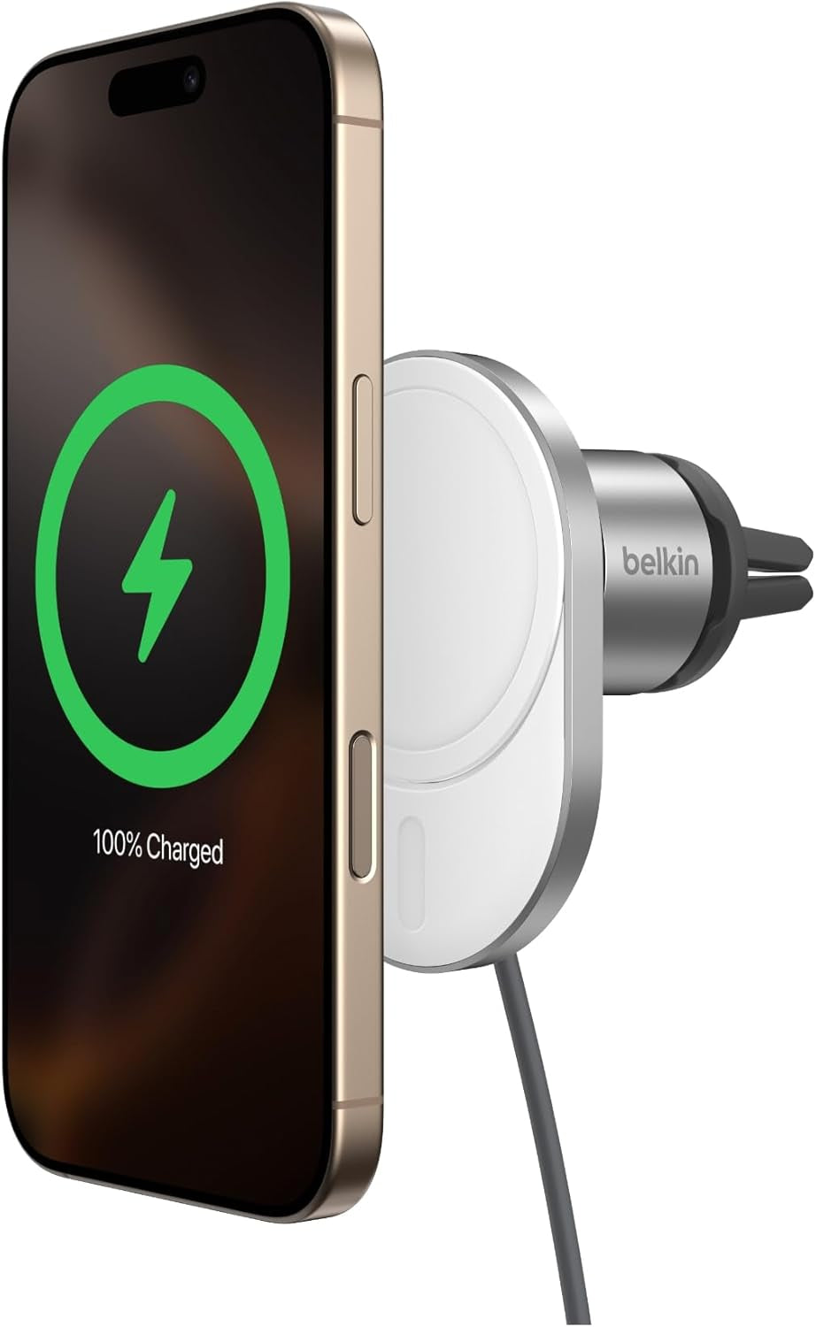 Magsafe-Compatible Wireless Car Charger 15W, Fast Charging Wireless Charger - Powerful Magnetic Vent Holder for Iphone 17, 16, 15, 14, 13 Series, Pixel 10, Secure Car Phone Mount - White