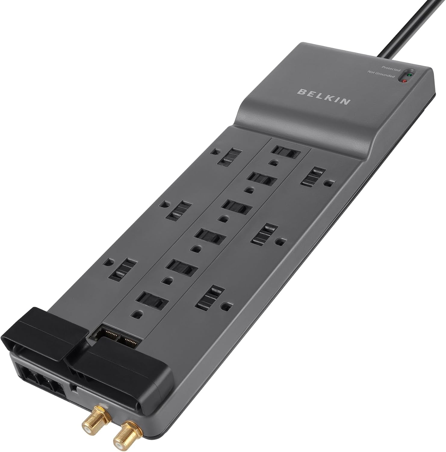 12-Outlet Home and Office Series Surge Protector, 8Ft Cord, Gray