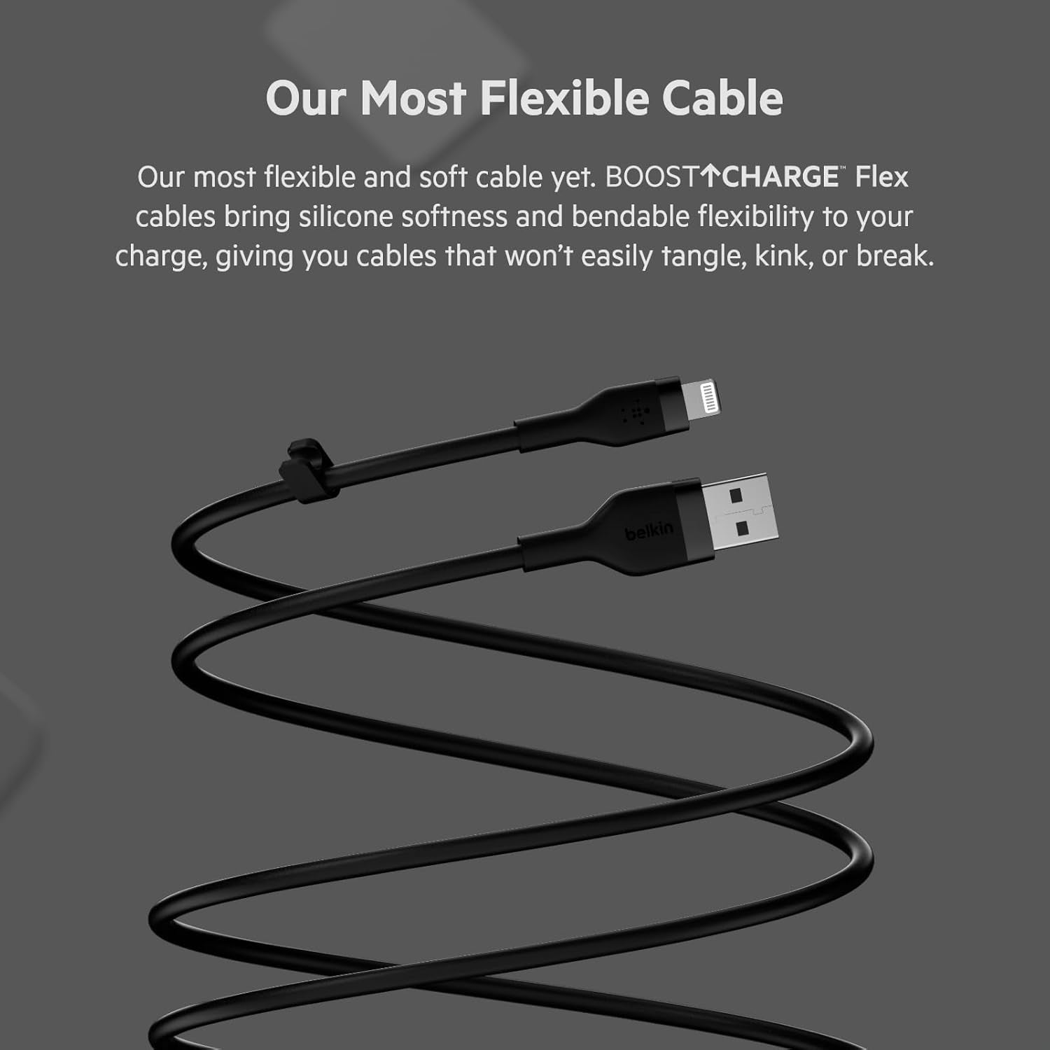 Boostcharge Flex Silicone USB Type a to Lightning Cable (3M/10FT), Mfi Certified Charging Cable for Iphone 13, 12, 11, Pro, Max, Mini, SE, Ipad and More, 2-Pack, Black