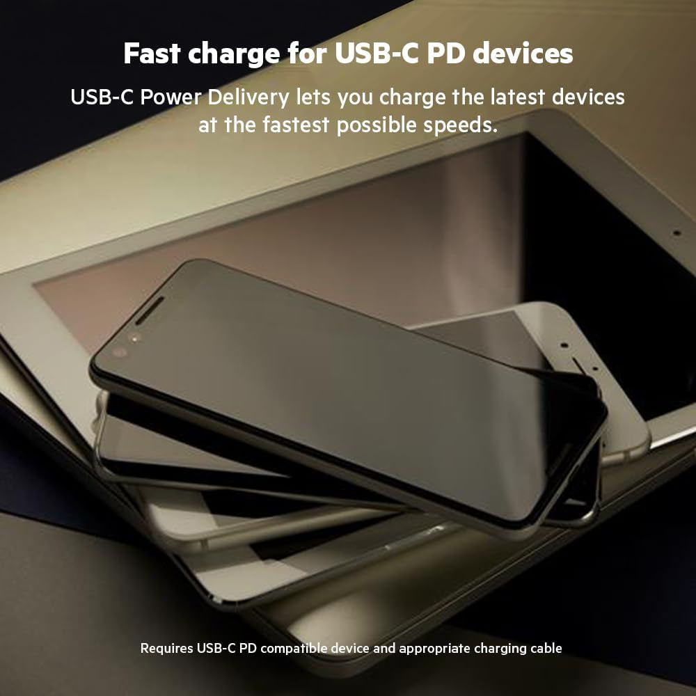 Dual Port USB C Charger Block 68W - USB C Cable Included (2M) - Gan W/ PD Iphone Fast Charging - Samsung Galaxy S25, Apple Iphone 17, Air, Pro, Ipad, Airpods, Macbook, Nintendo Switch 2 – White