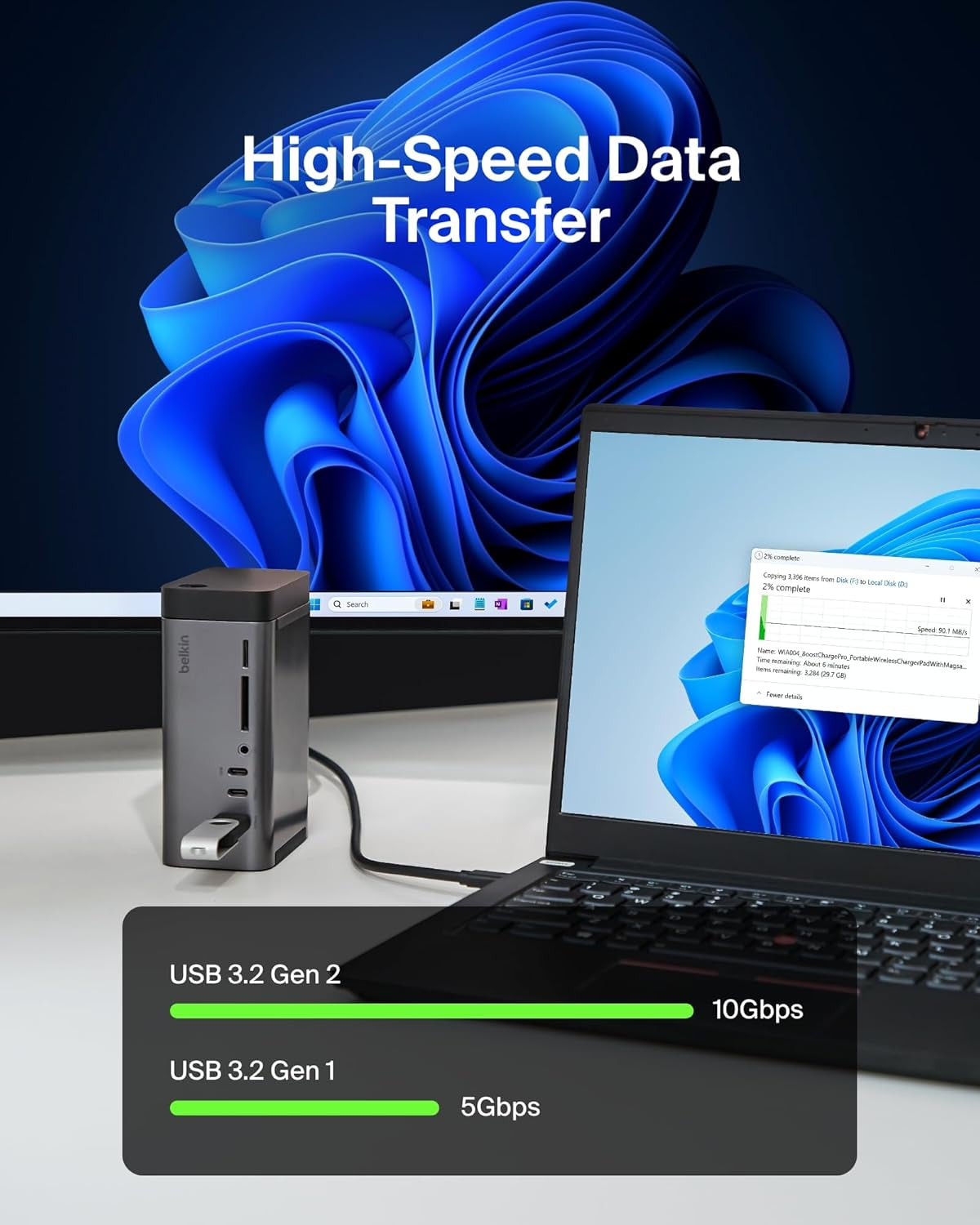 USB-C Hub, 11-In-1 Pro Gan Dock 150W, Multi-Port Docking Station W/Usb-C, USB-A, Ethernet, SD, Microsd, 3.5Mm Port, 4K HDMI Ports for Triple Monitor Display - Compatible W/Macbook Pro & More