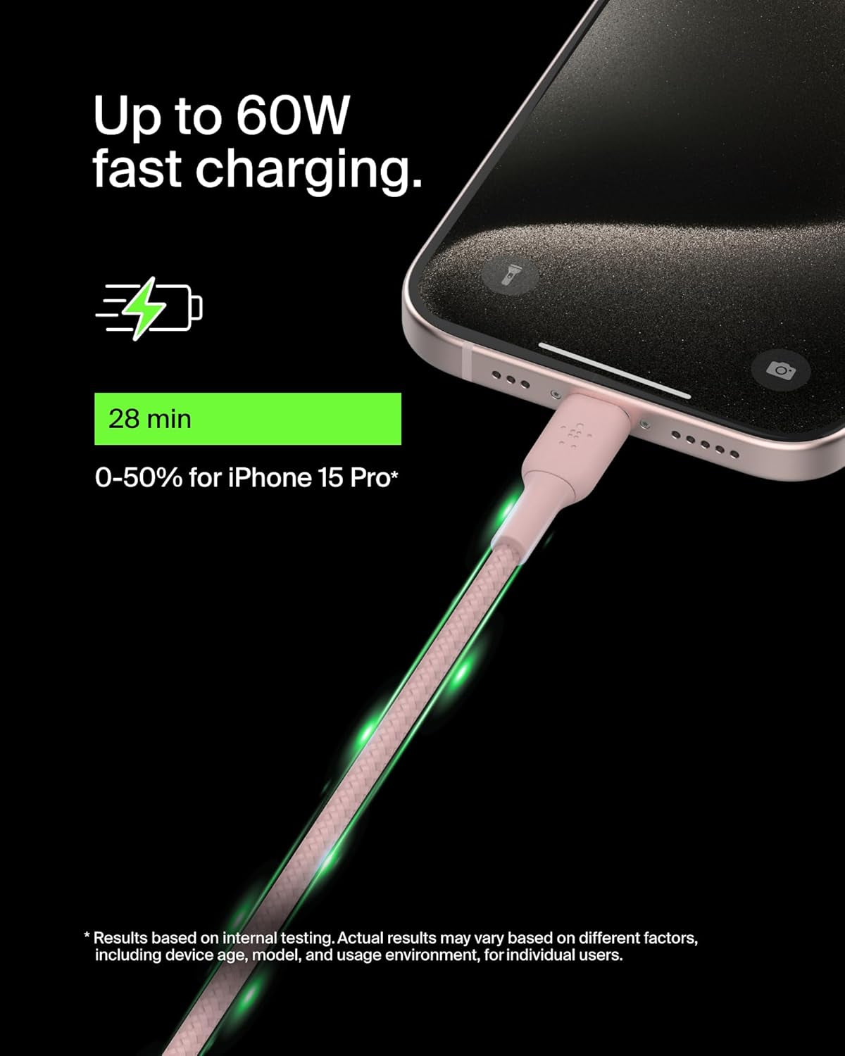 Boostcharge (2M/6.6Ft) Braided USB-C to USB-C Cable for Iphone 17, Iphone 17 Pro, Iphone 17 Pro Max, Galaxy S25, S24, Note, Pixel 10 & 9, Ipad Pro, Nintendo Switch 2 & More - Pink