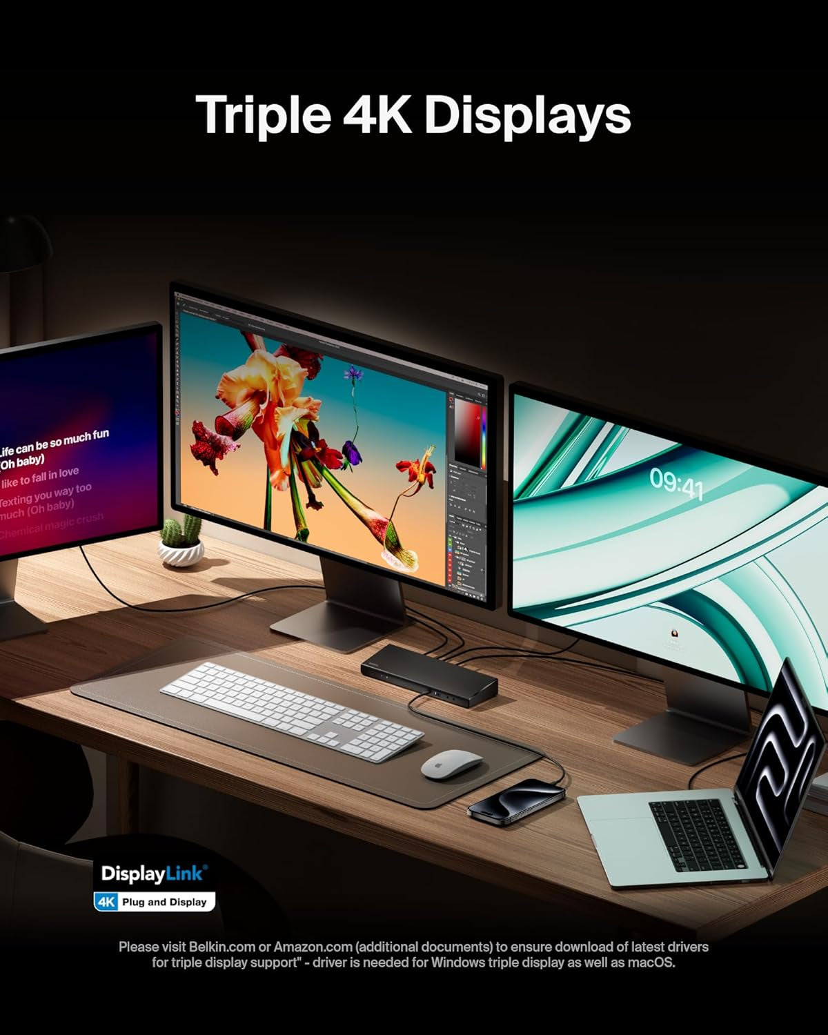 15-In-1 Universal Triple Display Displaylink Docking Station Hub W/ 3 HDMI Ports, 2 Displayports for Triple 4K Display W/ 85W PD, 3.5Mm Mic/Speaker, 1 USB-C, & 5 USB-A Ports, Black