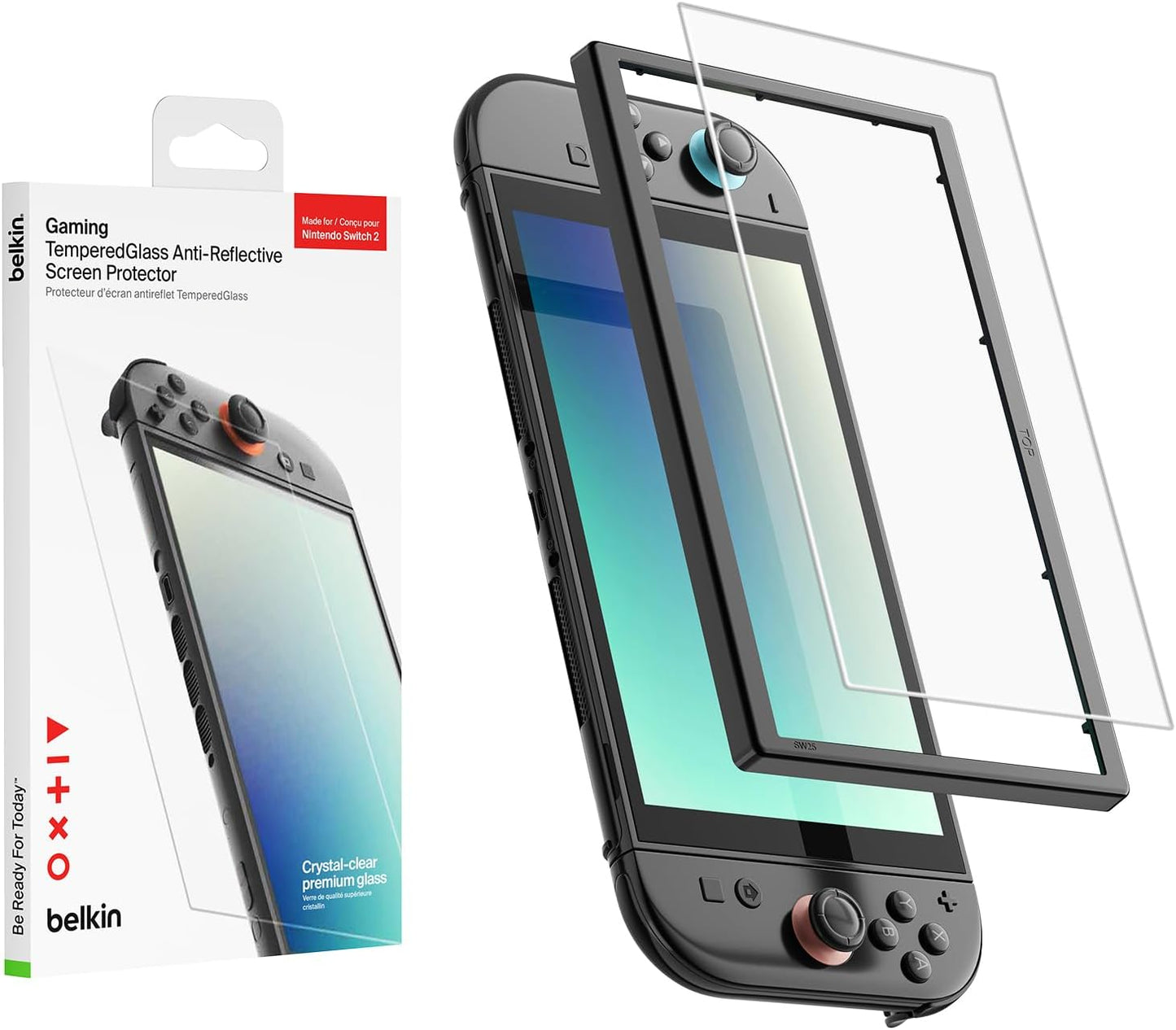Temperedglass Anti-Reflective Screen Protector for Nintendo Switch 2-9H Hardness, Slim, Scratch-Resistant - Includes Easy Align Frame for Bubble Free Application - Gaming Essentials
