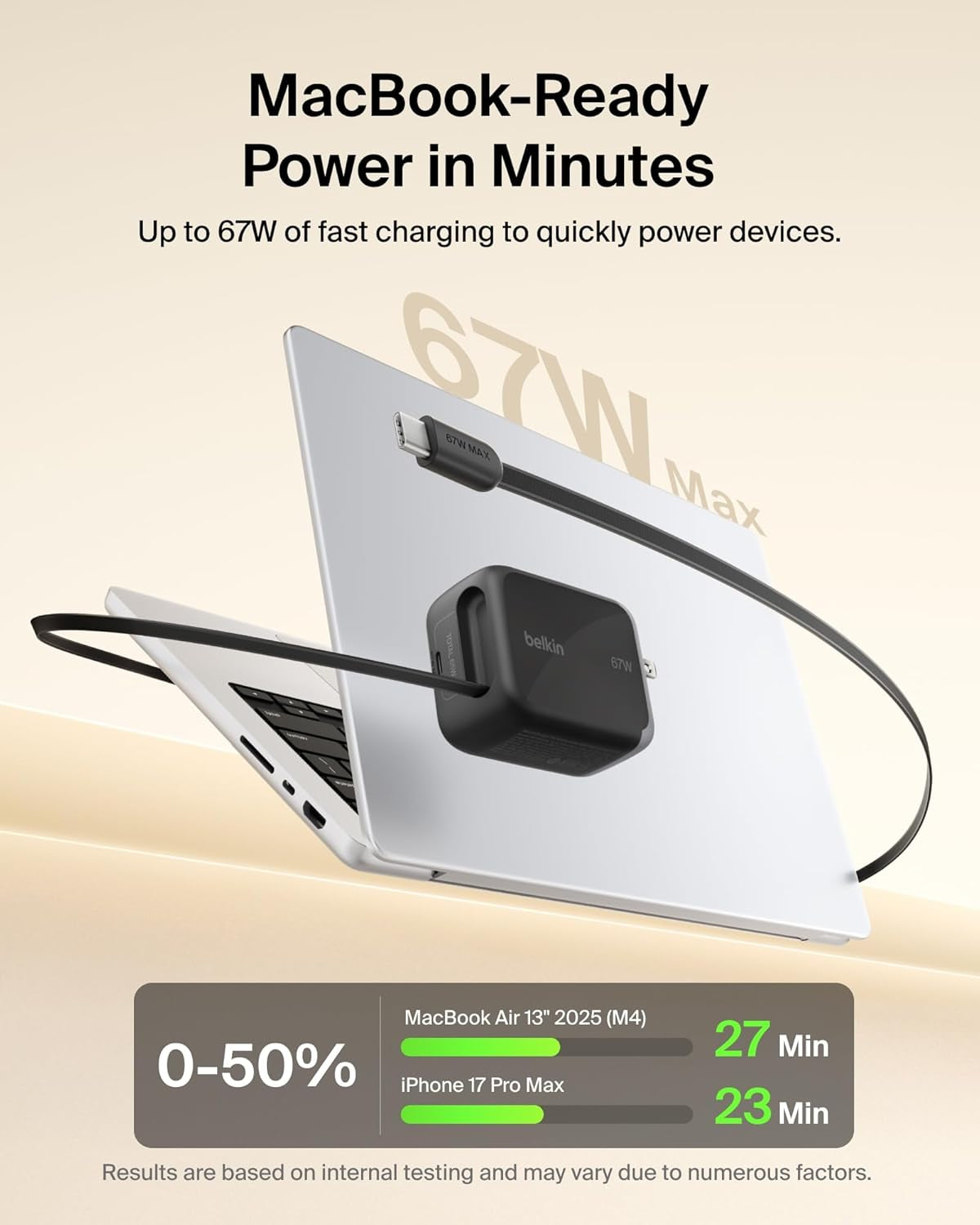 USB C Retractable Wall Charger, 67W Max Gan Fast Charging Block W/Built-In, Extra-Long 3.3Ft Retractable Cable - Iphone Charger for Iphone 17/16 Series, Galaxy, Macbook, Airpods, Ipad, & More