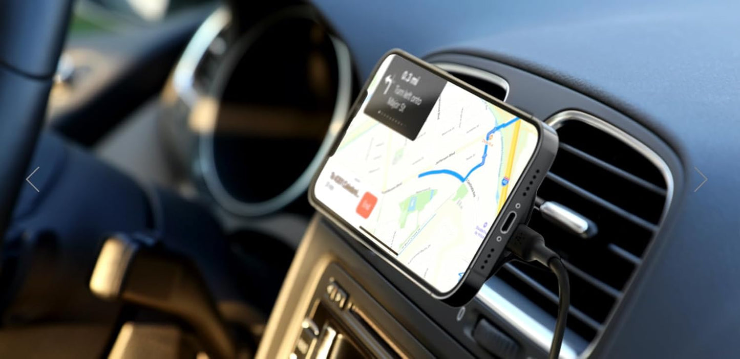 Magsafe-Compatible Magnetic Wireless Car Charger 10W - Wireless Charger, Magnetic Car Vent Phone Mount for Iphone 17, Iphone 16, 15, & 14 Series, Pixel 10 (Power Supply Included) - Black