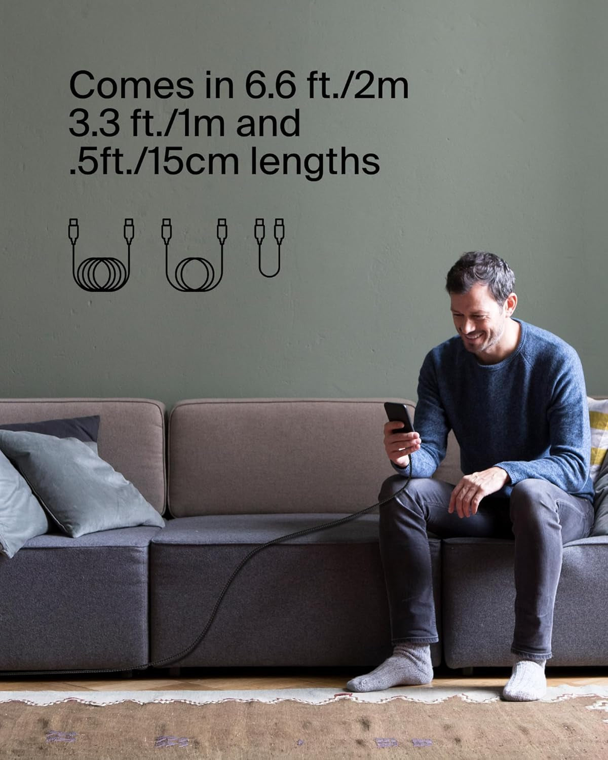 Boostcharge Braided USB-C to USB-C Cable (2M/6.6Ft) for Iphone 16, Iphone 16 Pro, Iphone 16 Pro Max, Galaxy S25, S24, Note, Pixel 9 & 8, Ipad Pro, Nintendo Switch 2 & More - Black