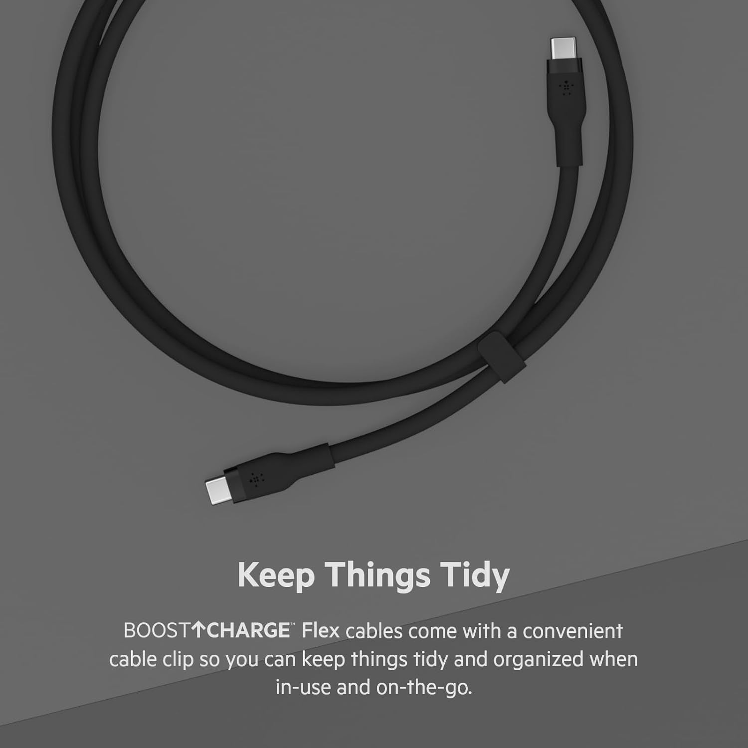 Boostcharge Flex Silicone USB-C to USB-C Charging Cable (1M/3.3FT) for Iphone 16, Iphone 16 Pro, Galaxy S25, S24, Pixel 9 & 8, Nintendo Switch 2 & More with Cable Clip - Black
