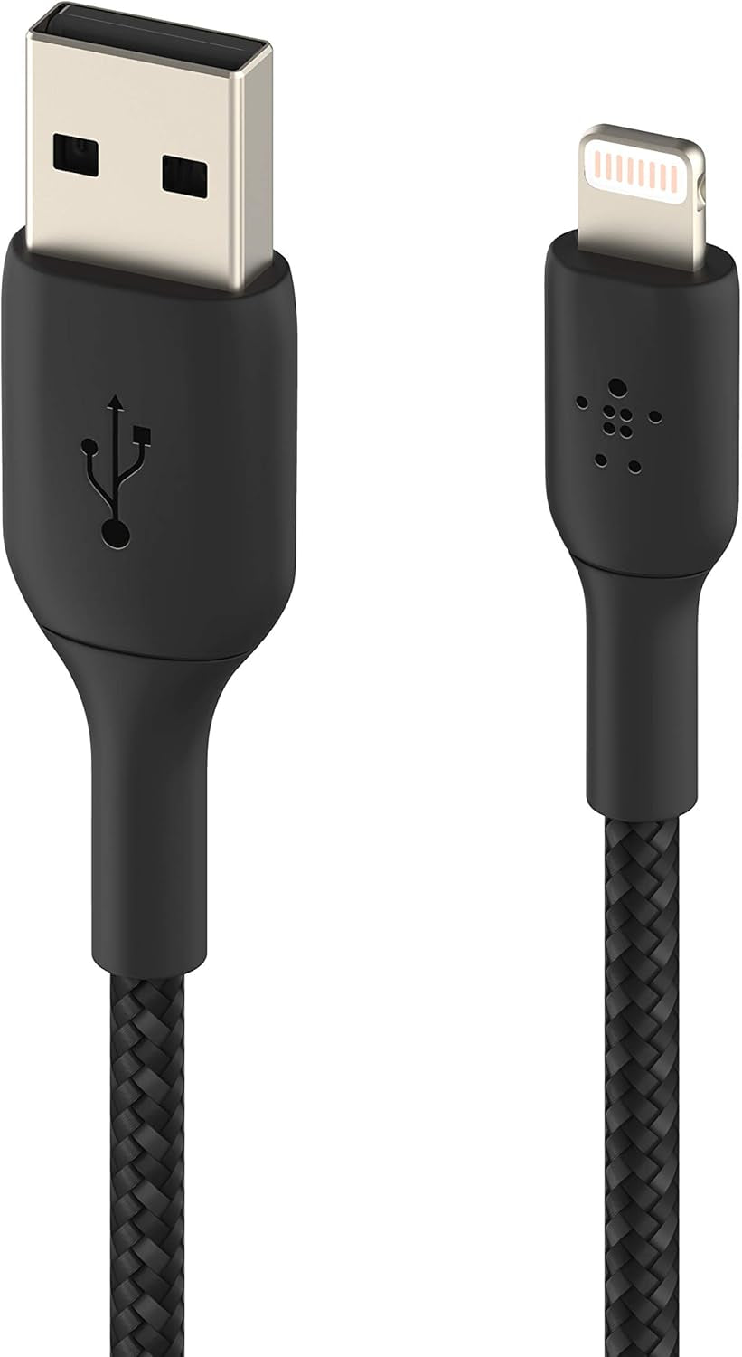 Boostcharge Braided Lightning Cable - 6.6Ft/2M - Mfi Certified Apple Iphone Charger USB to Lightning Cable 6Ft - Iphone Cable - Iphone Charger Cable - Apple Charger - USB Phone Charger - Black