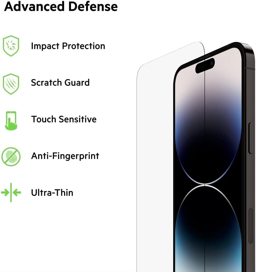 Temperedglass Iphone 14 Pro Max Screen Protector - Iphone 14 Pro Accessories - Easy Application with Installation Guide Tray - Tempered Glass Antimicrobial Screen Protector - 9H Hardness Tested