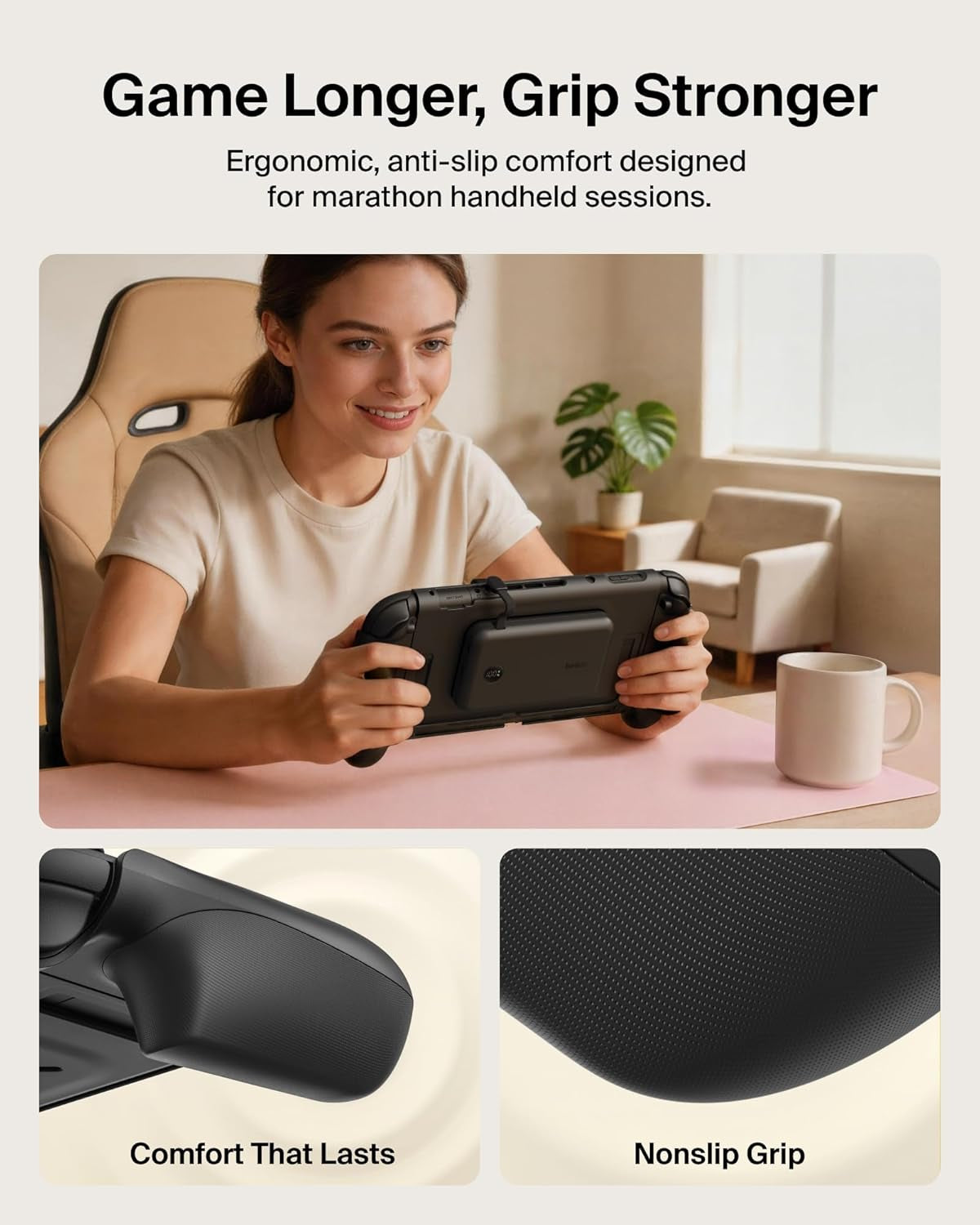 Nintendo Switch 2 Case Grip, 30W 10000Mah Magnetically Attachable Power Bank with Digital Display, Dockable, Quick-Release, Kickstand Compatible Ergonomic Non-Slip Protective Travel Case