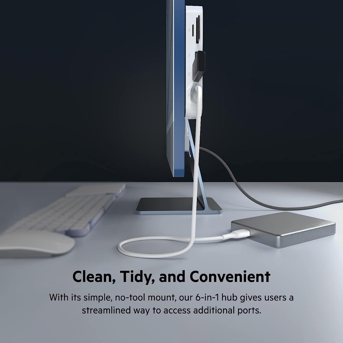 6-In-1 USB-C Hub, Imac 24 Inch Docking Station with SD & Microsd Card Reader, Gigabit Ethernet, 2 USB-A Ports, and USB-C Port for Fast Data Transfers and Peripherals