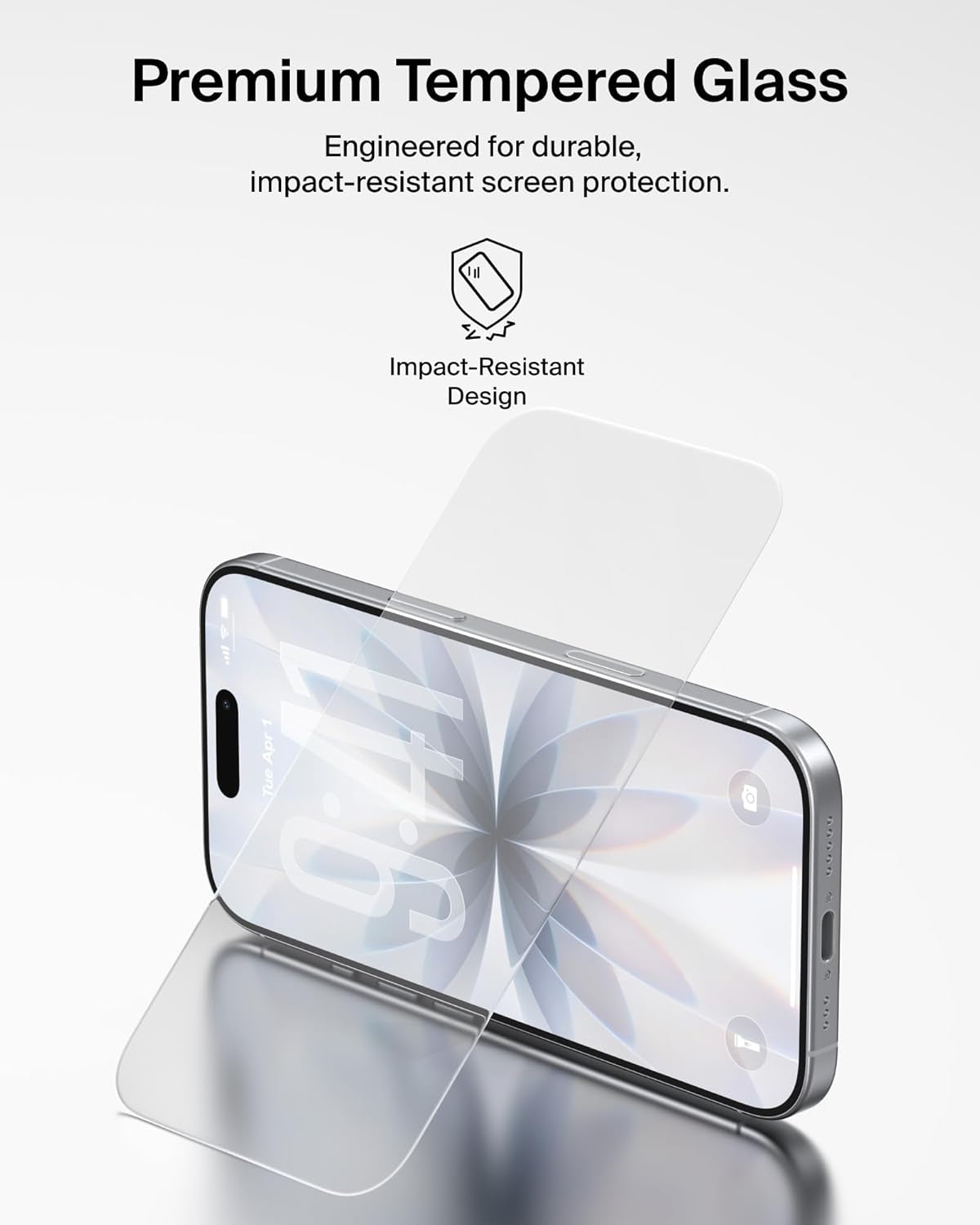 Screenforce Temperedglass Screen Protector for Iphone 17/16 Pro, Scratch-Resistant Impact Protection W/Included Easy Align Tray for Bubble Free Application, Recycled Glass - 2 Pack