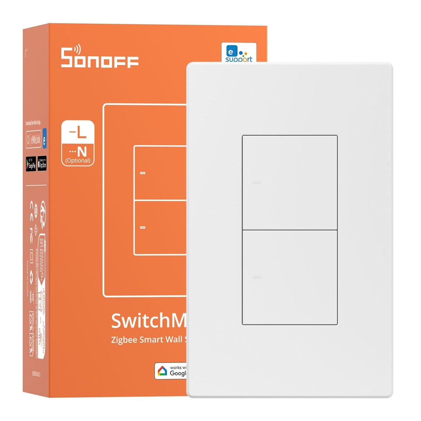 Zigbee Smart Light Switch with Optional Neutral, Compatible with Zigbee Hub, Voice Control via Alexa and Google Home, Model ZBM5-2C-120W